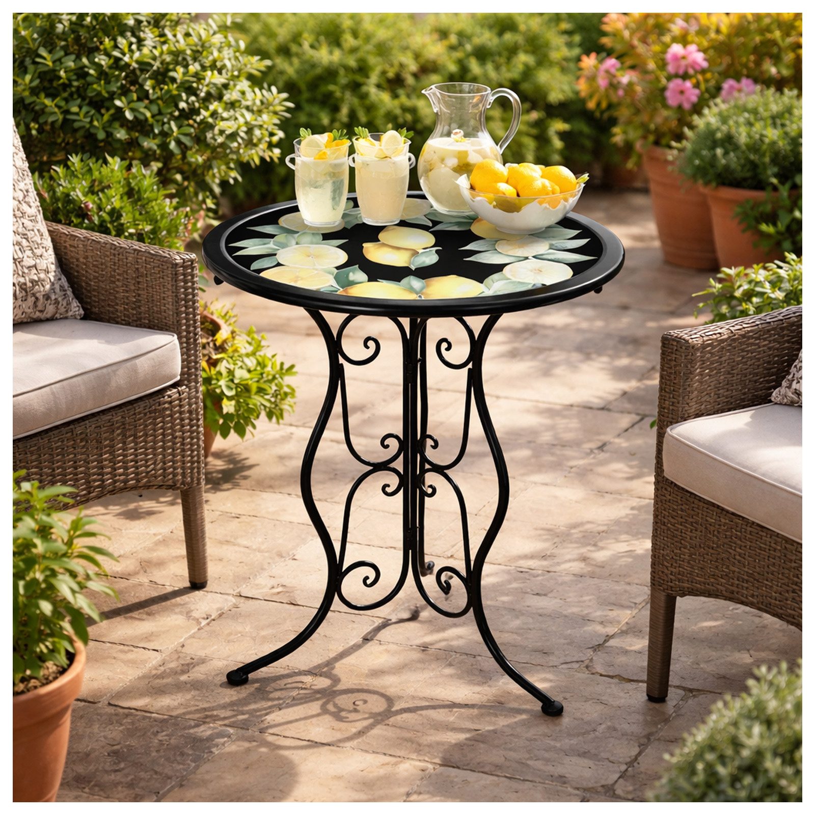 HTI-Living Gartentisch Gartentisch Menton Schwarz (Stück, 1-St., 1 Gartentisch)