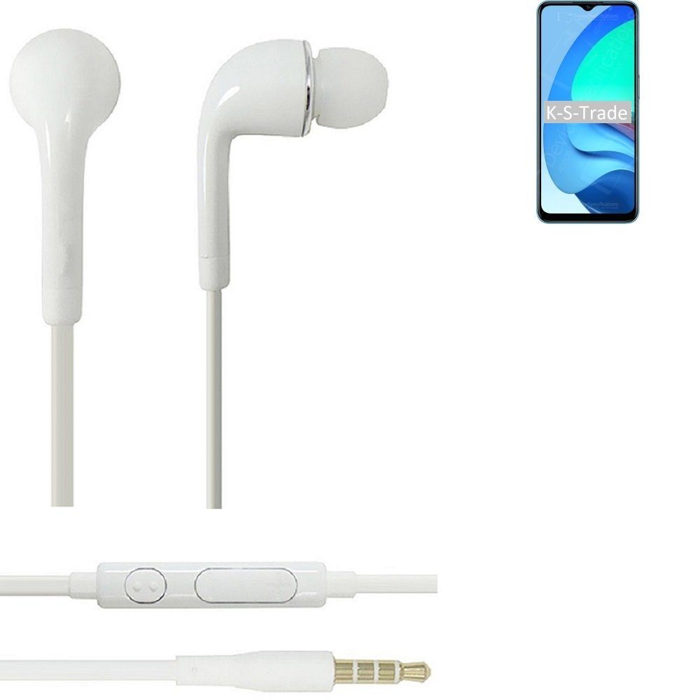K-S-Trade für Oppo A56 5G In-Ear-Kopfhörer (Kopfhörer Headset mit Mikrofon u Lautstärkeregler weiß 3,5mm)