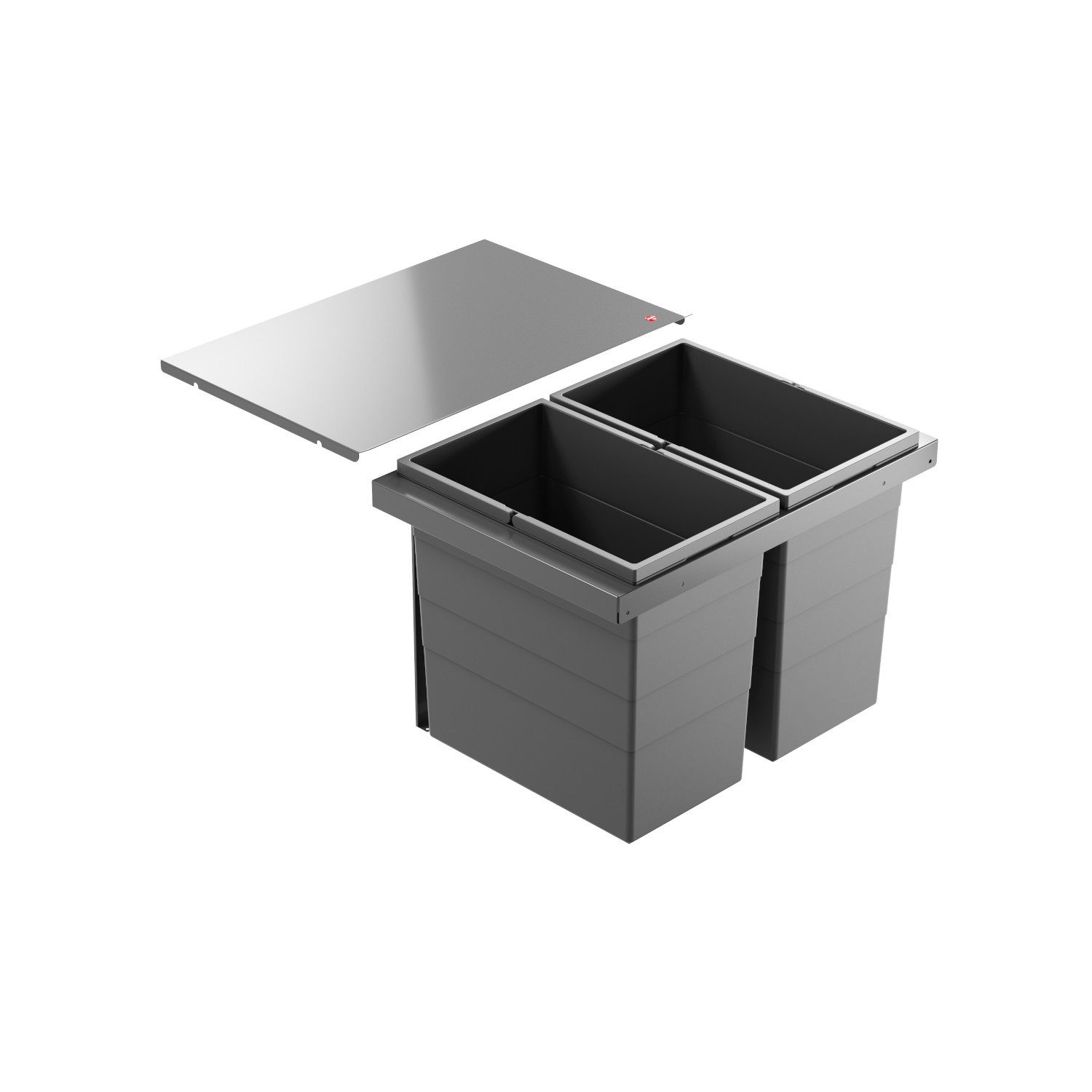 Einbaumülleimer Hailo Abfallsammler 10000225 Triple XL 600 28/ 28 Liter dunkelgrau