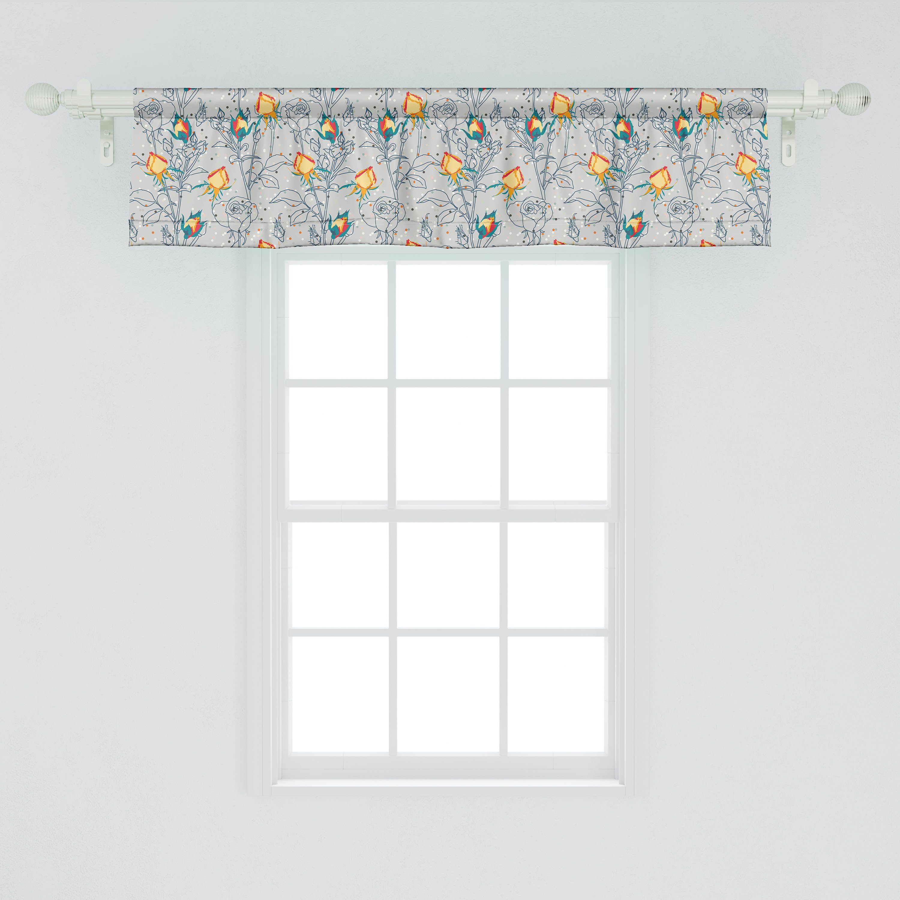 Scheibengardine Vorhang Dekor Blumen Microfaser, Kunst für Blumen Stangentasche, Rose Abakuhaus, Küche Victorian Schlafzimmer Volant mit
