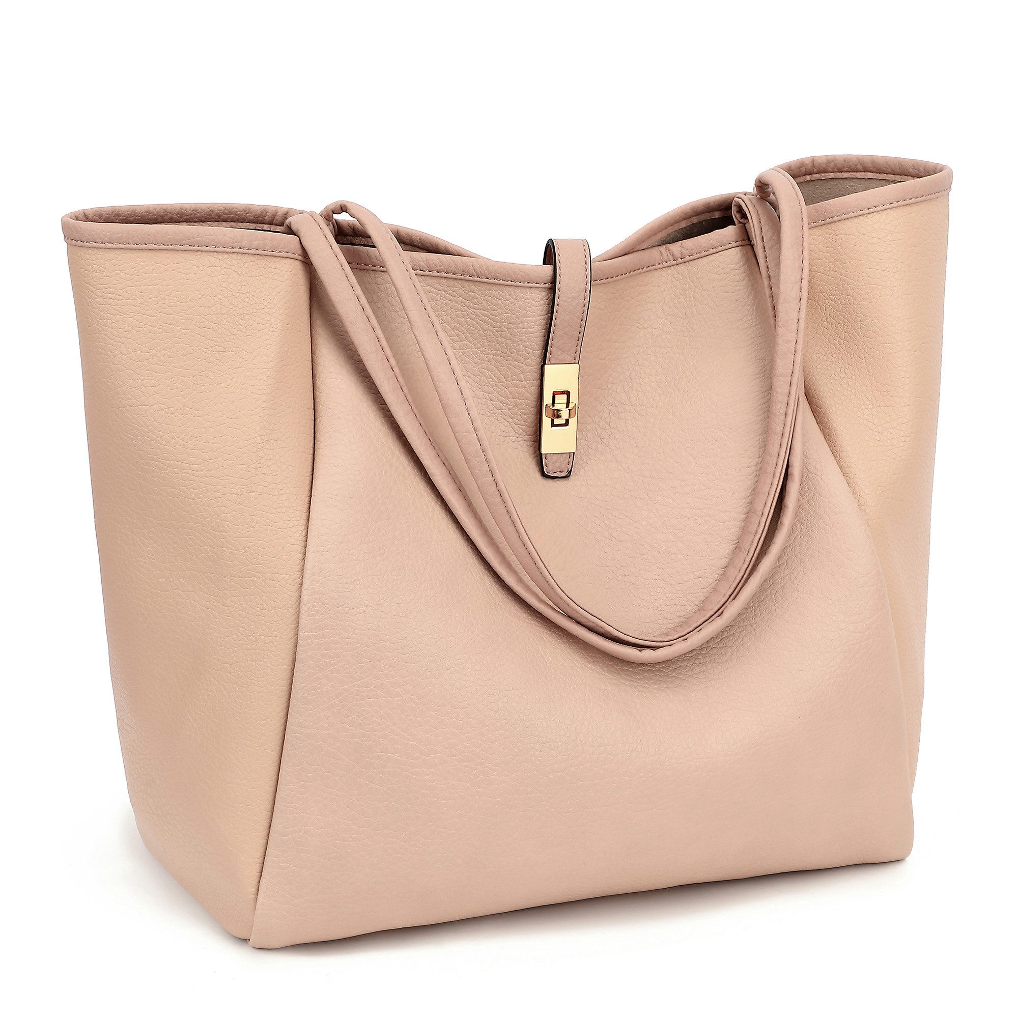 TAN.TOMI Schultertasche Damen Umhängetasche Synthetisches-Leder Tote Shopper Bag, Mit Drehverschluss und Innentasche für Arbeit, Schule, Einkauf