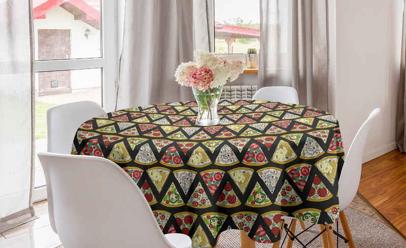 Abakuhaus Tischdecke Kreis Tischdecke Abdeckung für Esszimmer Küche Dekoration, Pizza Italienische Küche Pepperoni