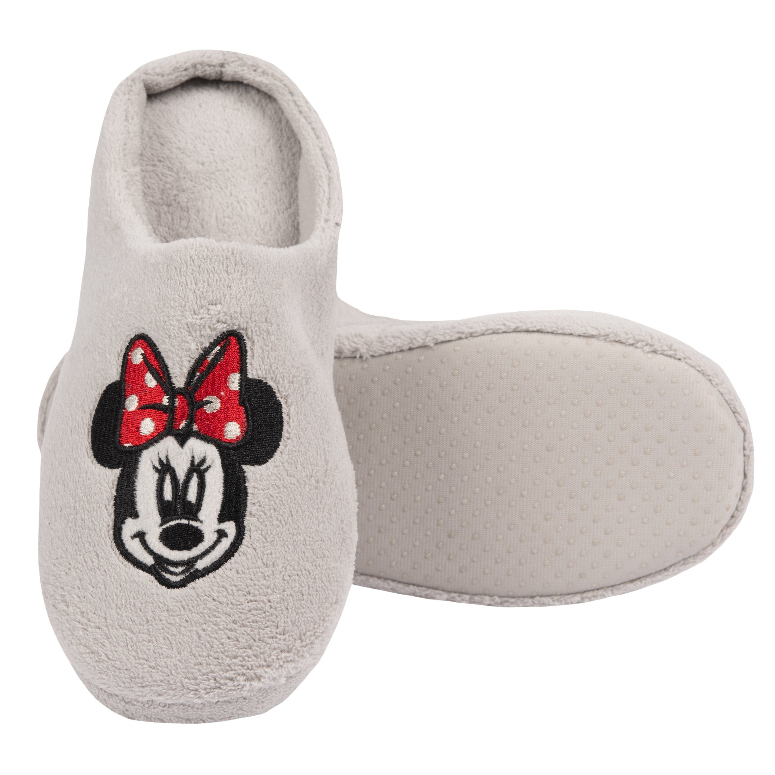 United Labels® Disney Minnie Mouse Hausschuhe für Damen und Herren Grau  Hausschuh