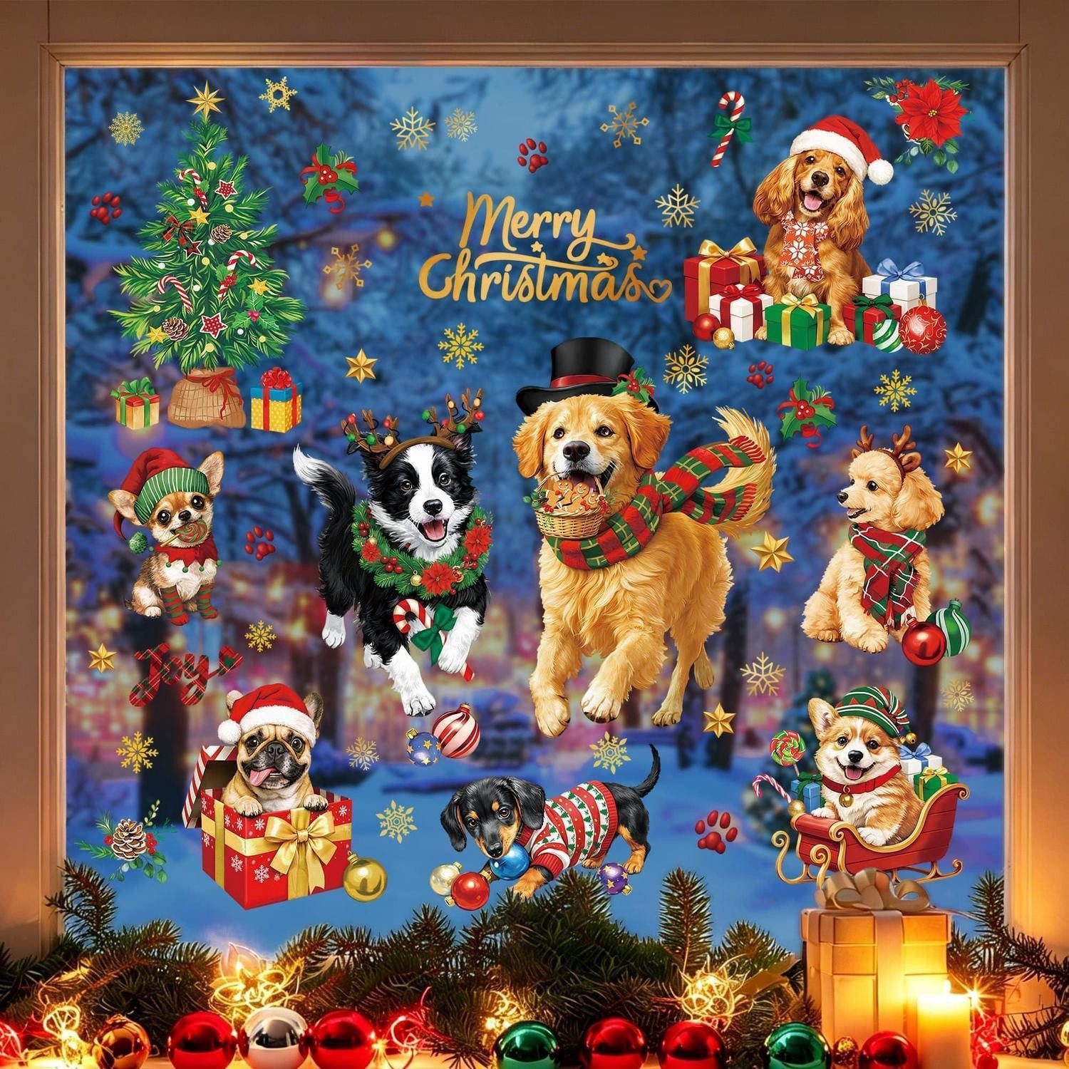 LuxusKollektion Fensterbild Fensterbilder Weihnachten Hunde 9 Stück