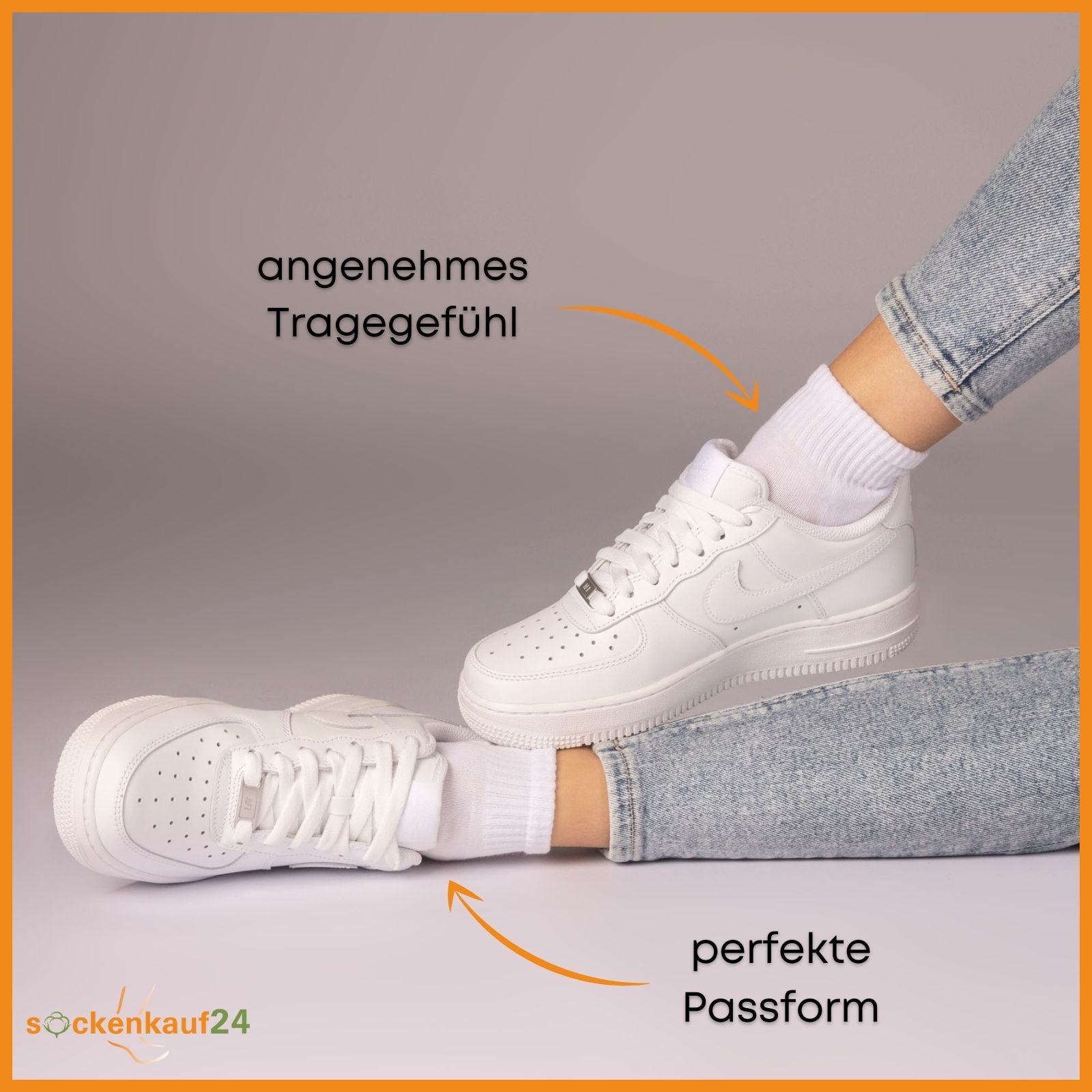 sockenkauf24 Sneakersocken 10 Paar SPORT Sneaker Socken Herren & Damen (Grau, 39-42) Sportsocken Frotteesohle Baumwolle - 16200 WP