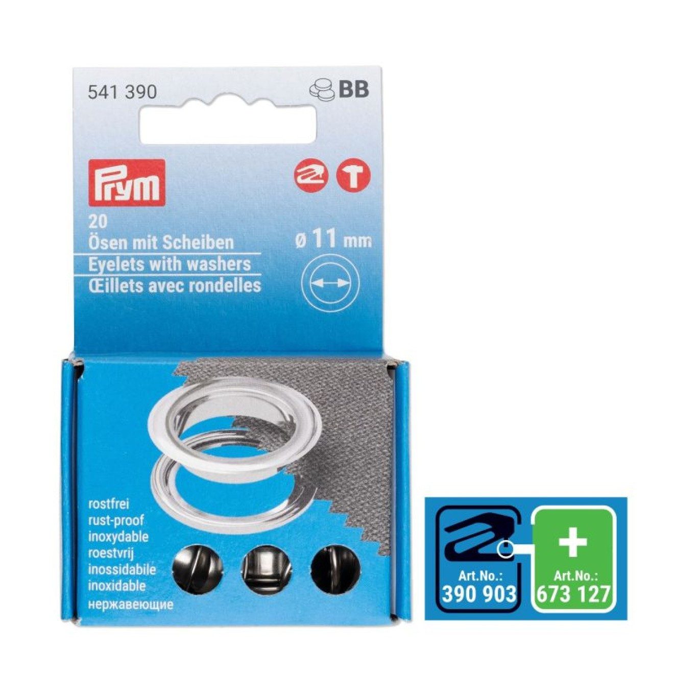 Prym Stricknadeln Ösen und Scheiben 11,00 mm silber 20 St
