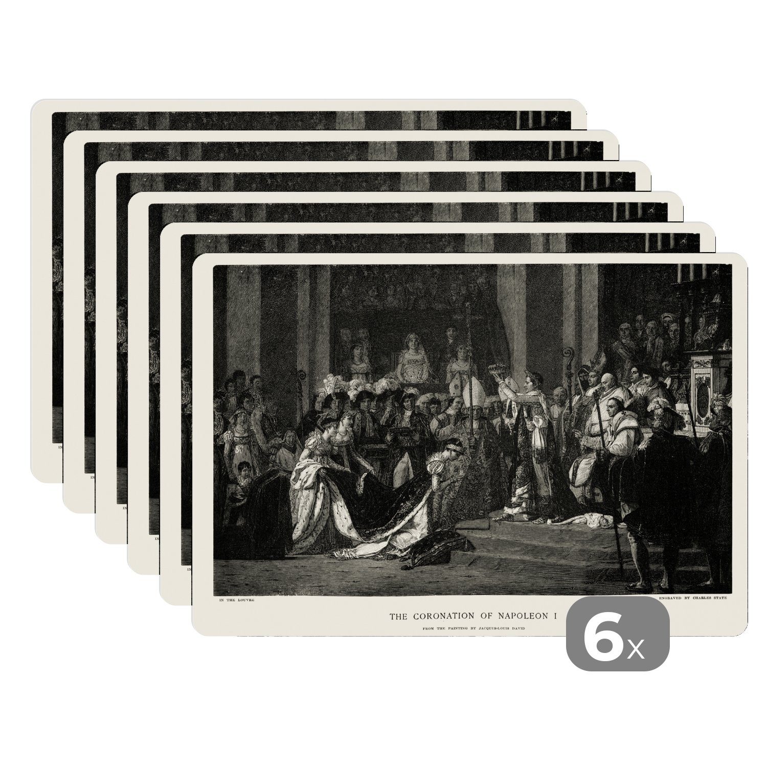 Platzset, Illustration von Napoleon Bonaparte und einer großen Gruppe von, MuchoWow, (6-St), Platzset, Platzdecken, Platzmatte, Tischmatten, Schmutzabweisend
