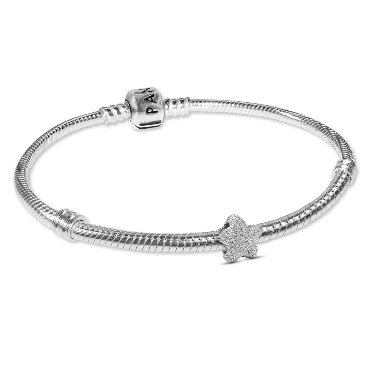 Pandora Silberarmband 21512, für Damen Geschenkset Silber mit Mini Stern matt