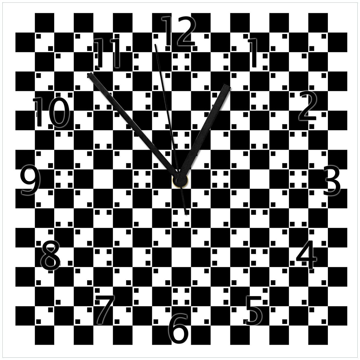 Wallario Wanduhr Optische Täuschung - Illusion - schwarz weiß II (Glasuhr)