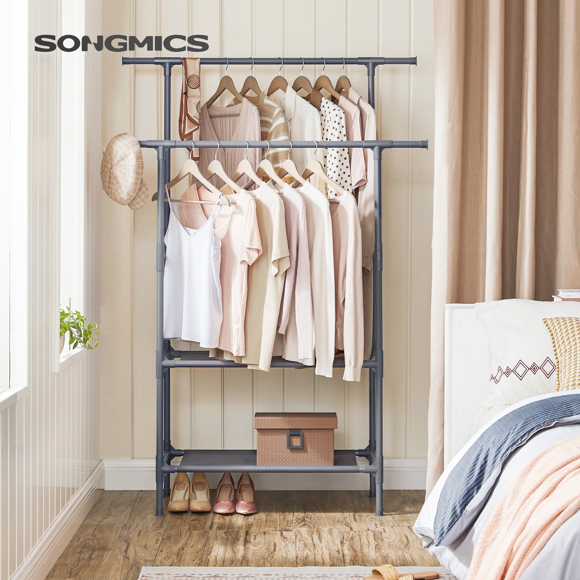 SONGMICS Kleiderständer, mit 2 Kleiderstangen, 2 günstig online kaufen