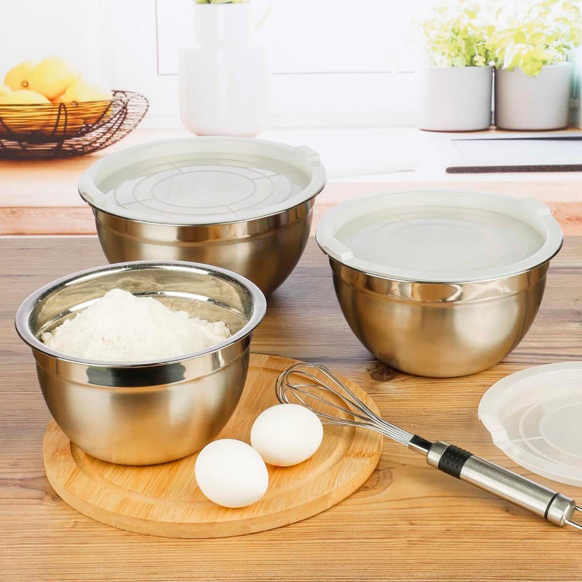 DOTMALL Schüssel HI Schüsselset Silber Machen Sie Teig oder Salate in der Küchenfamilie