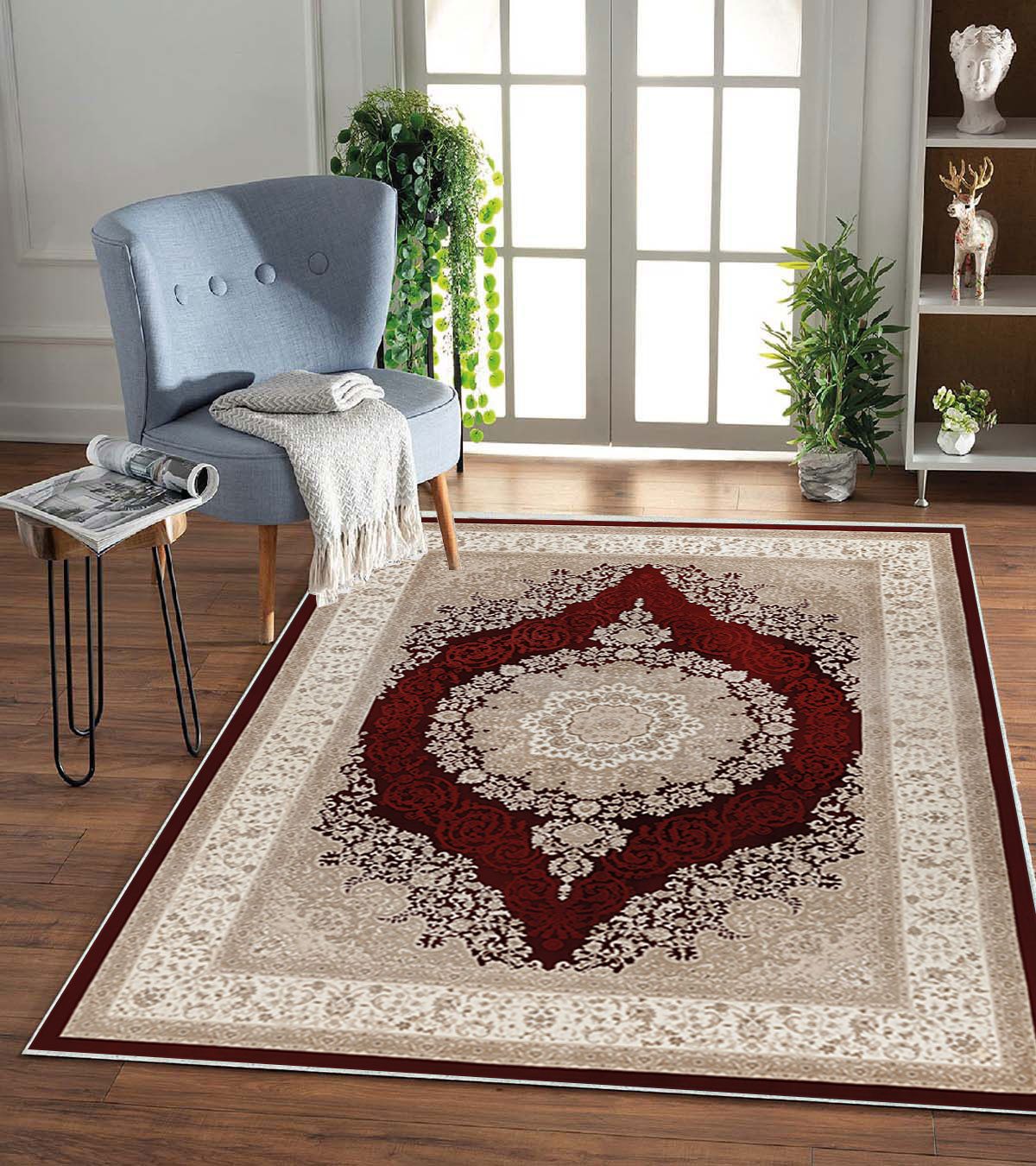 Jungengel Teppich Orient Persisch Design Wohnzimmer Rot Beige Waschbar Tepp günstig online kaufen