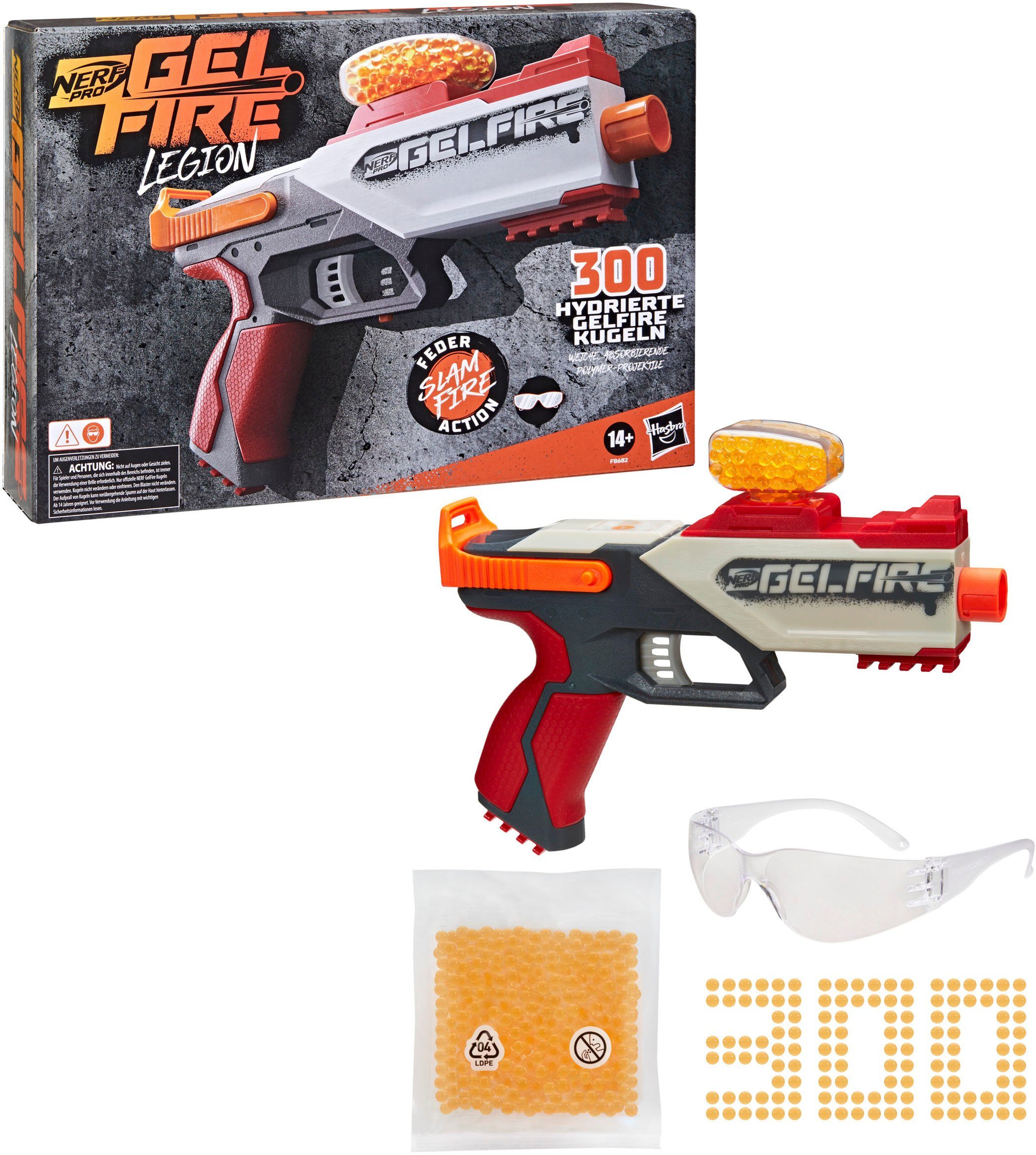 Hasbro Blaster Nerf Pro Gelfire Legion, inkl. 300 hydrierte Gelfire Kugeln,  Mit Schnellfeuer - Kugeln können in schneller Folge abgefeuert werden | Wasserbälle