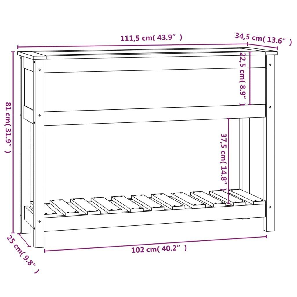 Pflanzkübel Kiefer St) Ablage 111,5x34,5x81 Blumentopf Massivholz mit Natur (1 vidaXL cm