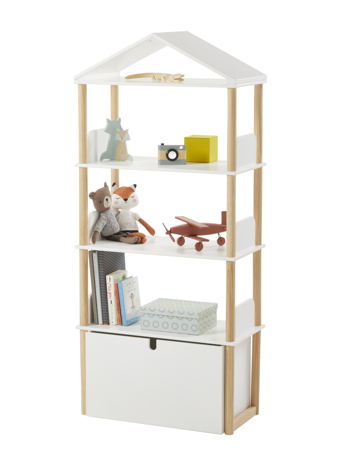 vertbaudet Bücherregal Kinderzimmer Bücherregal in Hausform WOODY