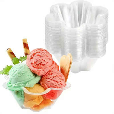 RefinedFlare Eisschale Eisbecher-Verpackung – Einweg-Eisbecher aus Kunststoff, transparenter Eisbecher aus Kunststoff