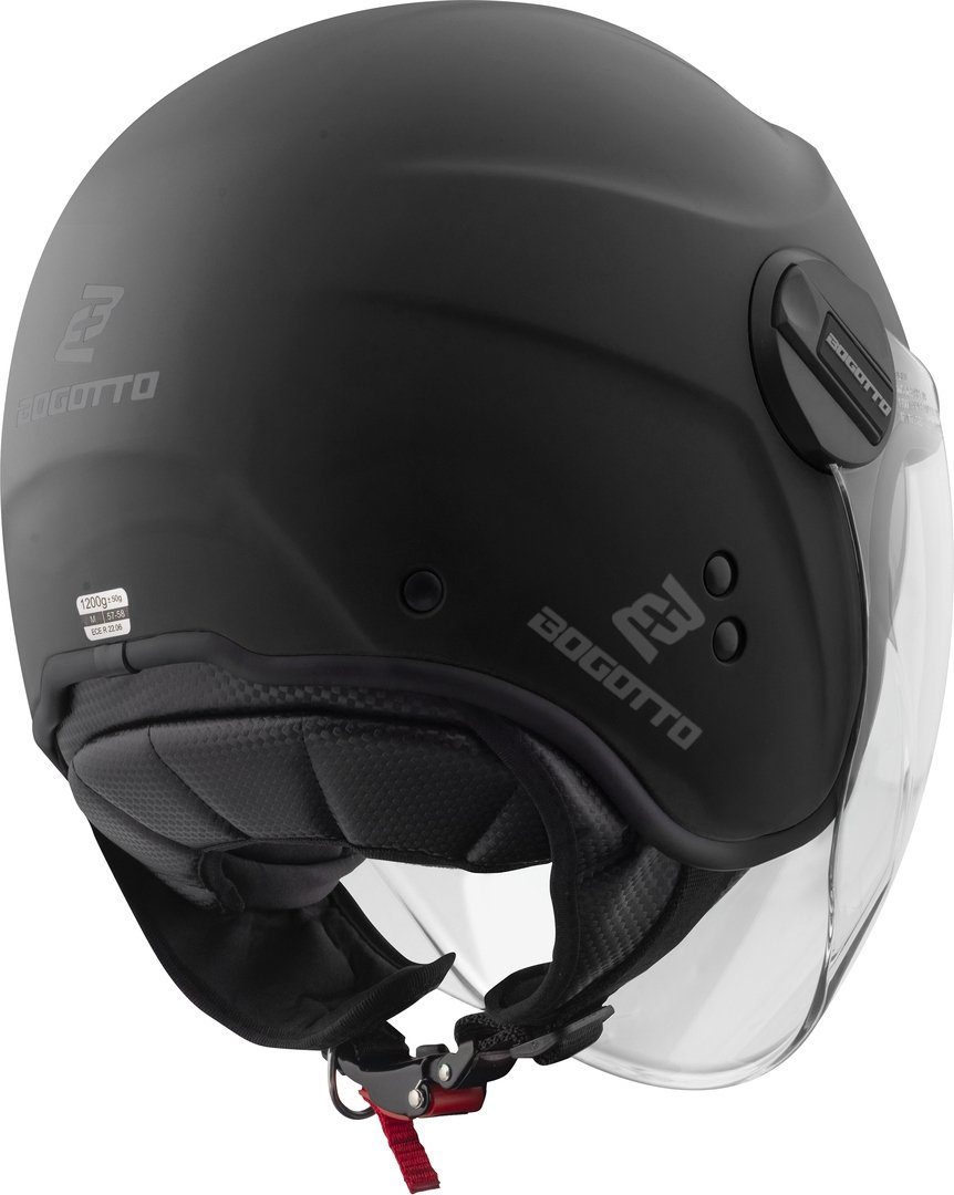 Bogotto Motorradhelm H595-1 SPN Jethelm, herausnehmbares Innenfutter,integriertes Sonnenvisier