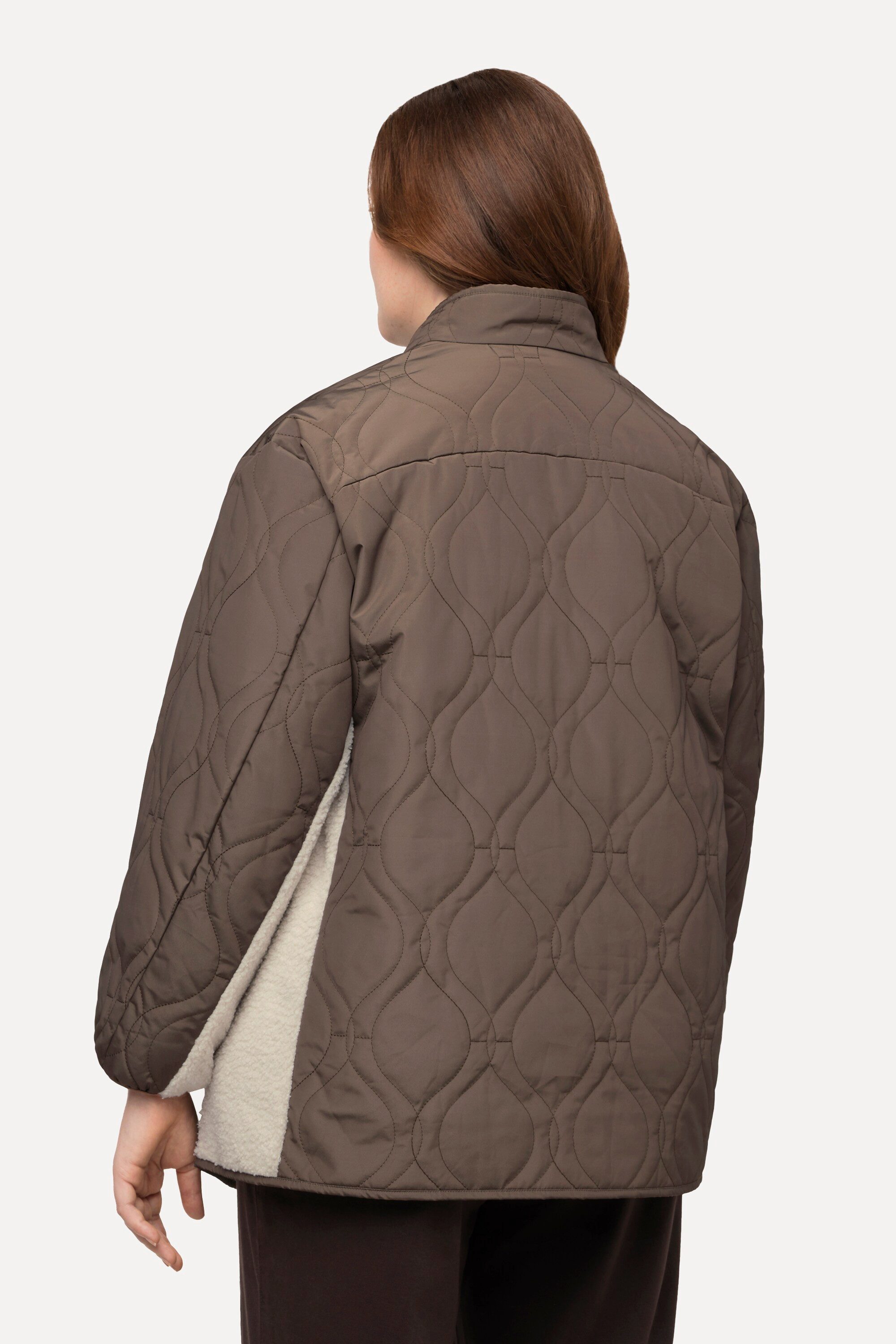 Ulla Popken Steppjacke Wendejacke Stepp/Teddyfleece Stekragen recycelt