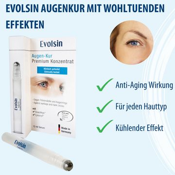 Evolsin Augen-Roll-on Augen Kur Premium Konzentrat Roll-On, Gegen Falten und Krähenfüße, mindert Augenringe und Tränensäcke