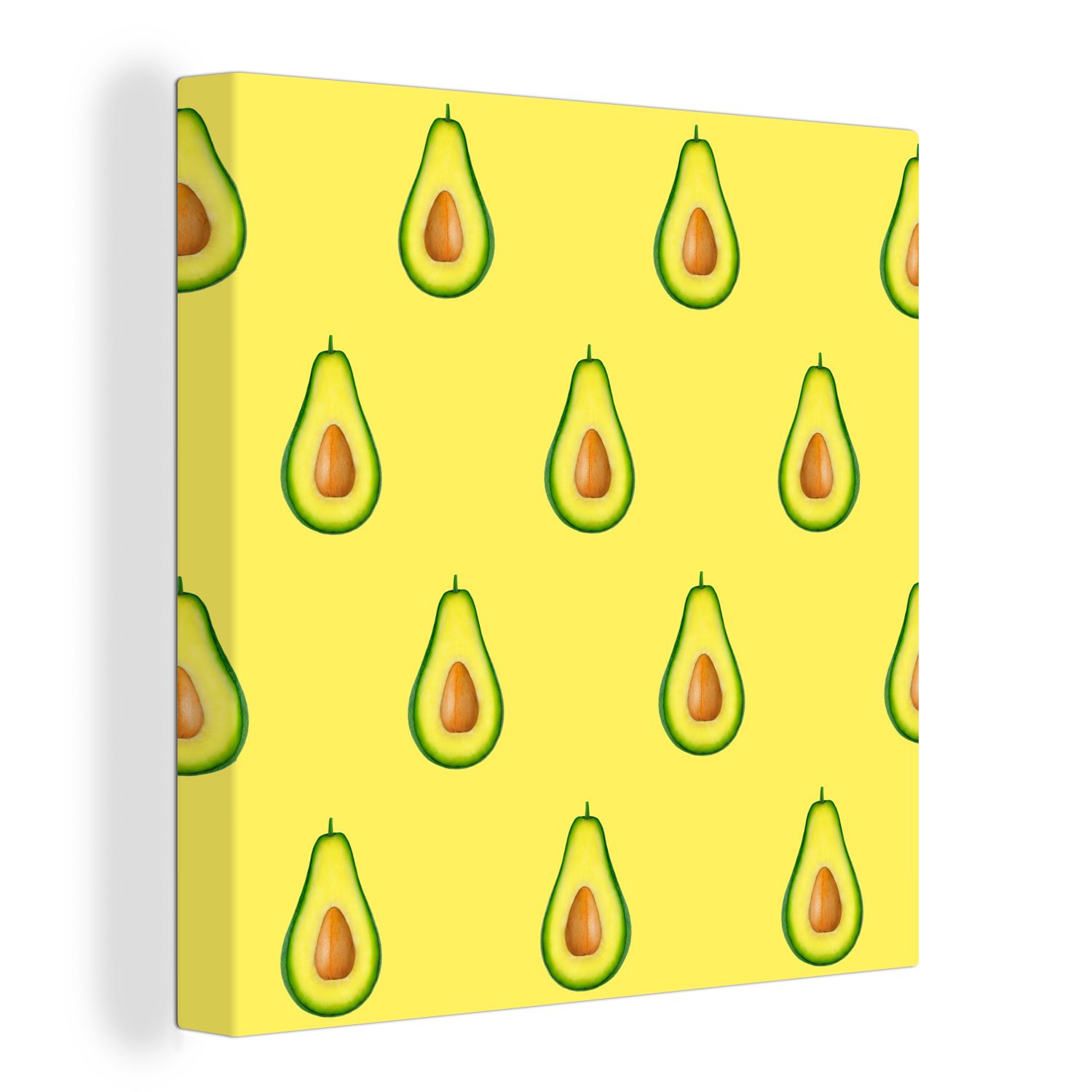 OneMillionCanvasses® Leinwandbild Avocado - Muster - Obst, (1 St), Leinwand Bilder für Wohnzimmer Schlafzimmer