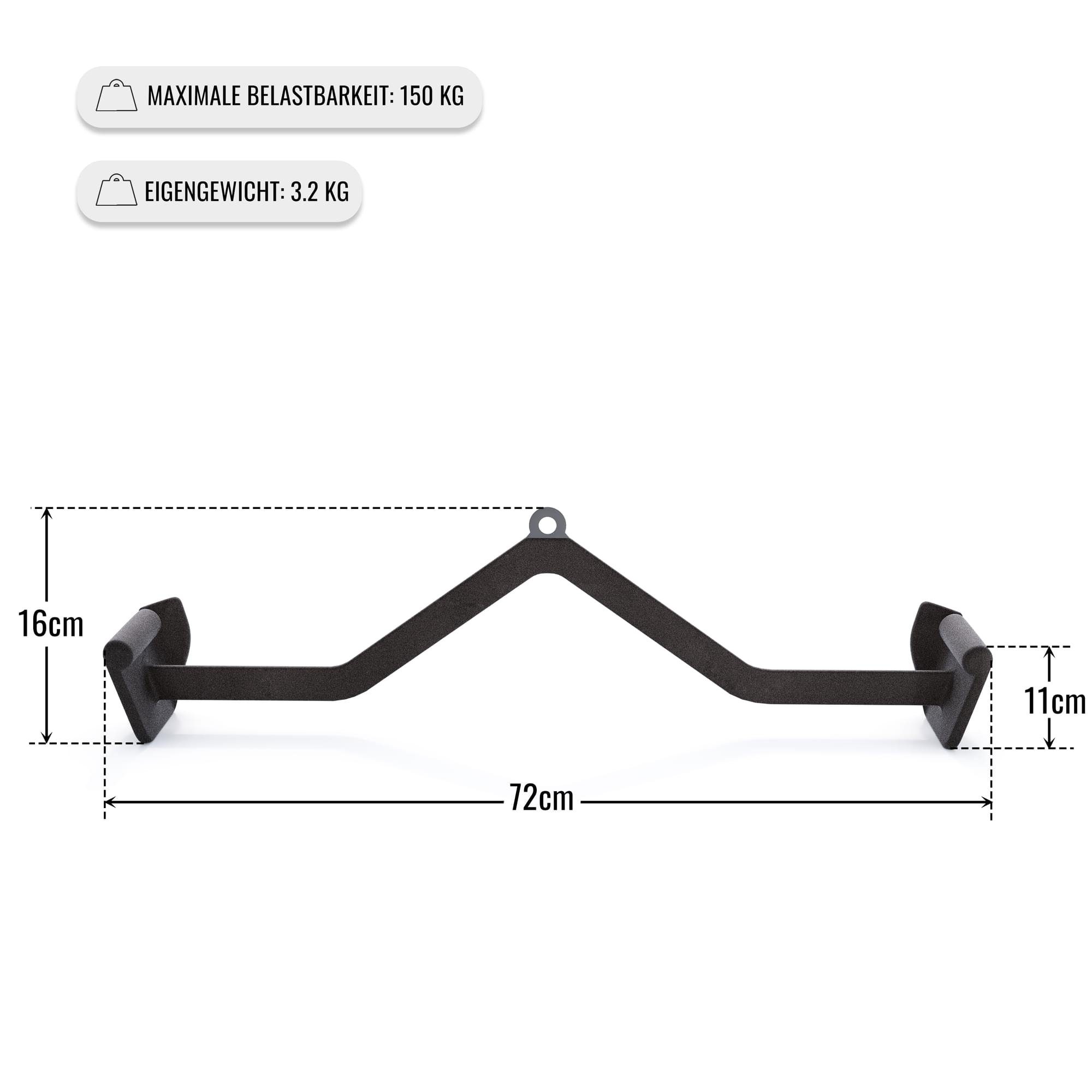 GORILLA SPORTS Rudergriff Einzeln oder 3er Set, V Form, Latzugstange, Stahl mit Gummi Hand-Grips