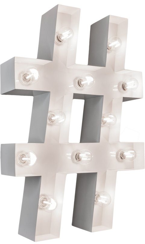 MARQUEE LIGHTS LED Dekolicht Hashtag, ohne Leuchtmittel, Warmweiß, Wandlampe, Tischlampe Hashtag 12 Leuchtmittel E14 (exkl) - 42X61 cm