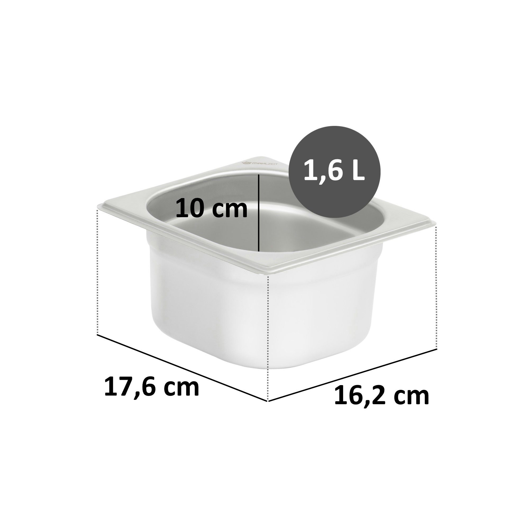 Mahlzeit Thermobehälter GN Chafing Höhe mm, 100 Edelstahl für Gastronomiebehälter, Behälter 1/6, Edelstahl, Dish