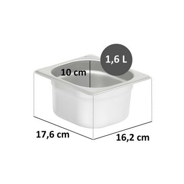 Mahlzeit Thermobehälter GN Behälter 1/6 mit Deckel, Höhe 100 mm, Edelstahl Wärmebehälter, Edelstahl, (Set, 2-tlg., 1x 1/6 GN Behälter mit Deckel(100 mm), für Chafing Dish