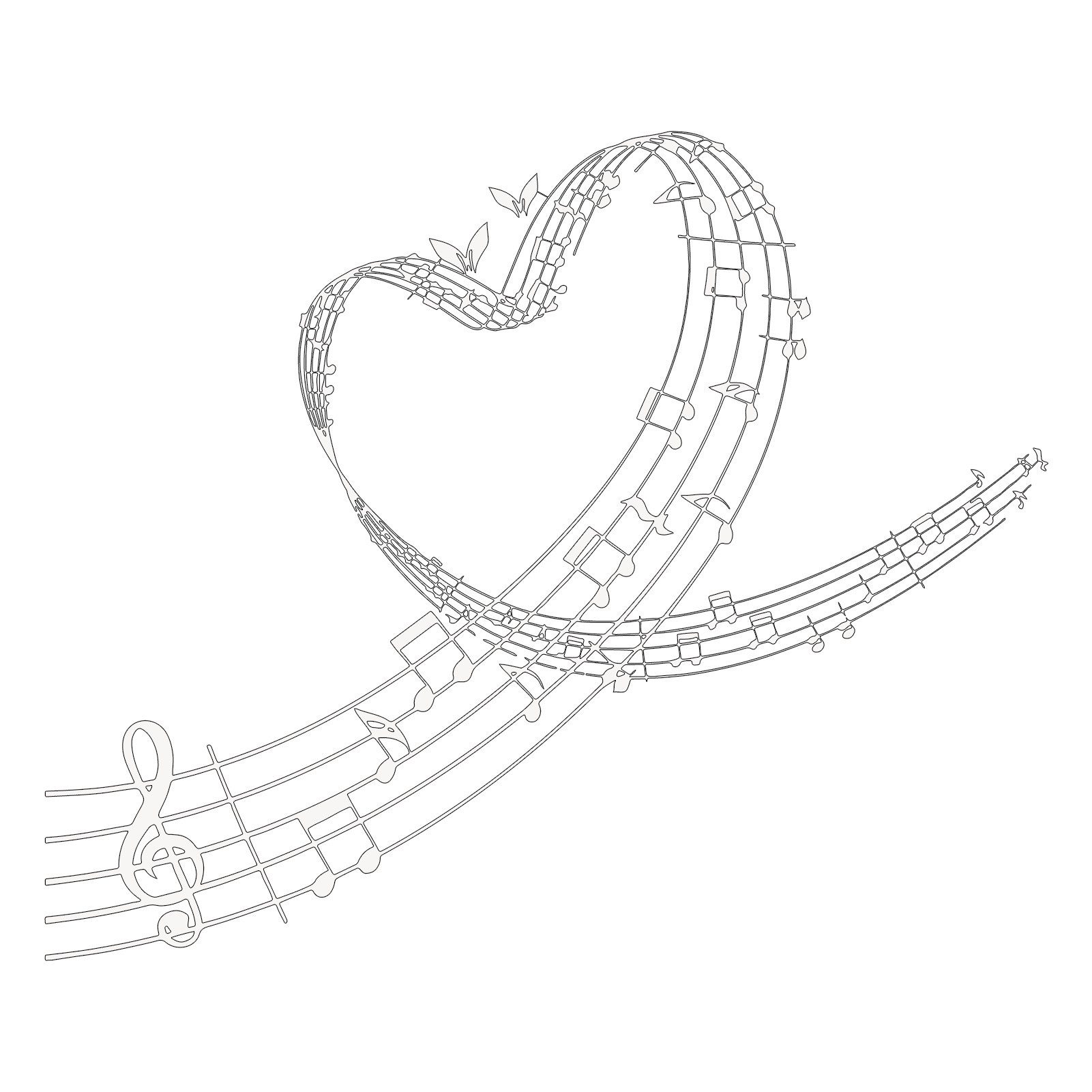 Jumpeak Wanddekoobjekt Melodic Hearts Metall Kunst Wanddekoration, Noten und Herzen Dekor, Modern,maschinell gefertigt,Schwarz, Weiß, Gold, Silber