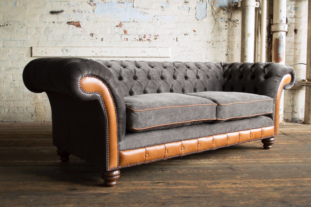 cm Couch JVmoebel Sofa Chesterfield-Sofa, Design Sitzer 225 Sofa 3 Chesterfield