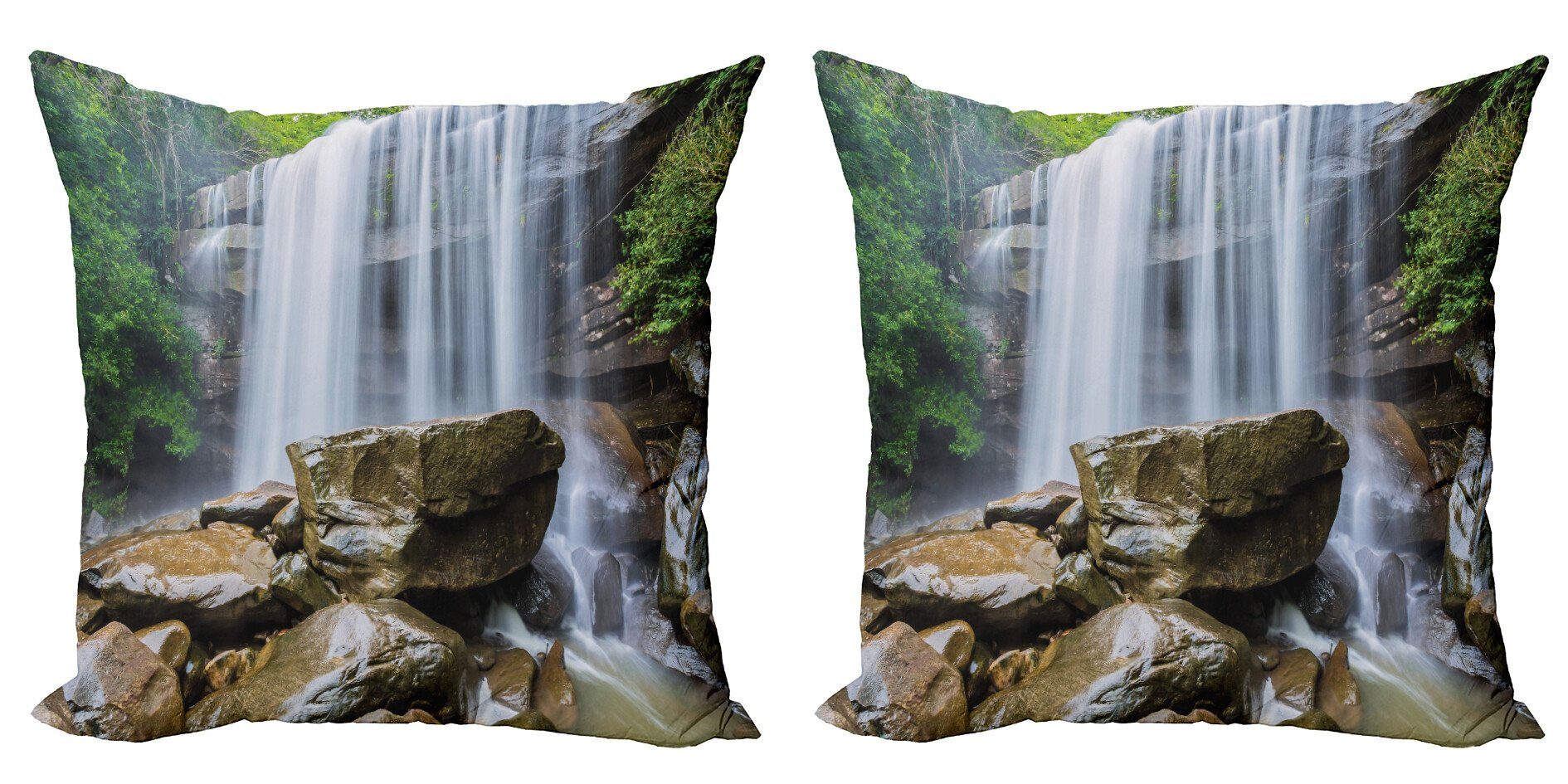 Kissenbezüge Modern Accent Doppelseitiger Digitaldruck, Abakuhaus (2 Stück), Landschaft Tropical Wasserfälle