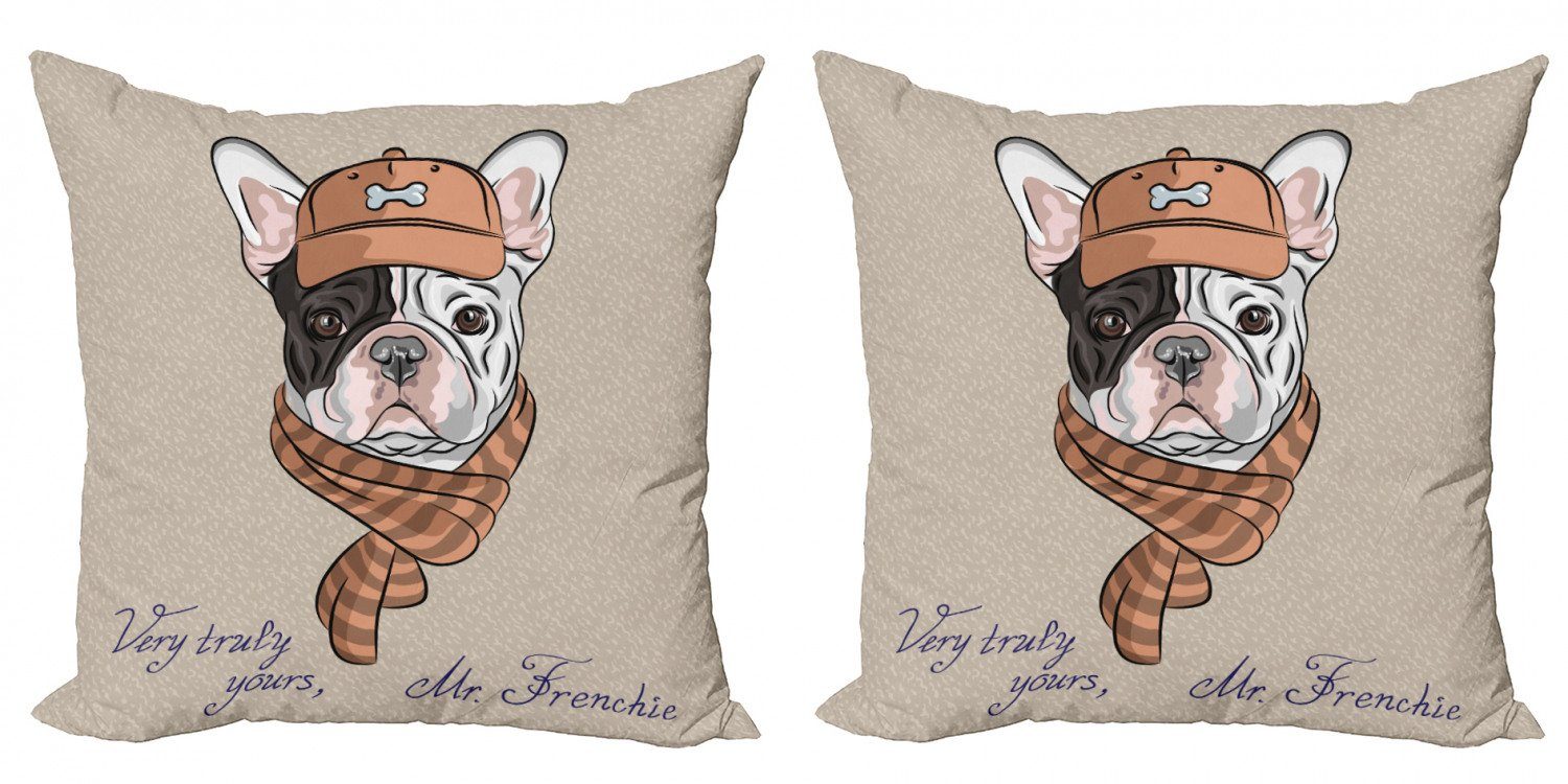 Kissenbezüge Modern Accent Abakuhaus Hund mit Doppelseitiger Hipster Schal Stück), Bulldog Cap (2 Digitaldruck