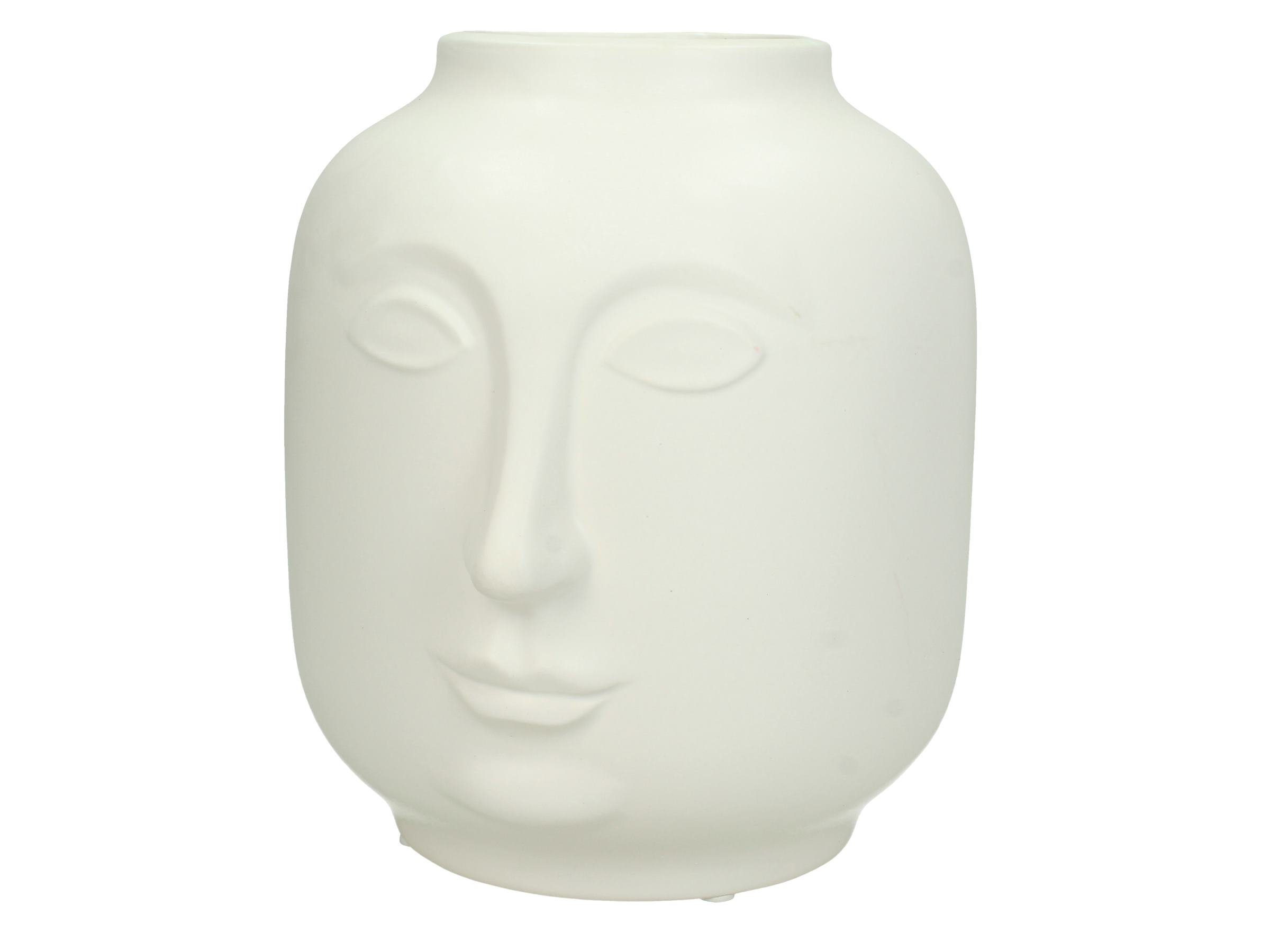 HD Collection Dekovase Tischvase, Face, Moderne Skandi Dekovase, Dekoration Vase weiß