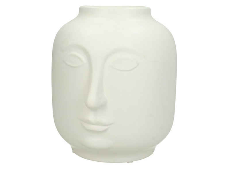 HD Collection Dekovase Moderne Skandi Vase Face, weiß, Dekovase, Tischvase, Dekoration