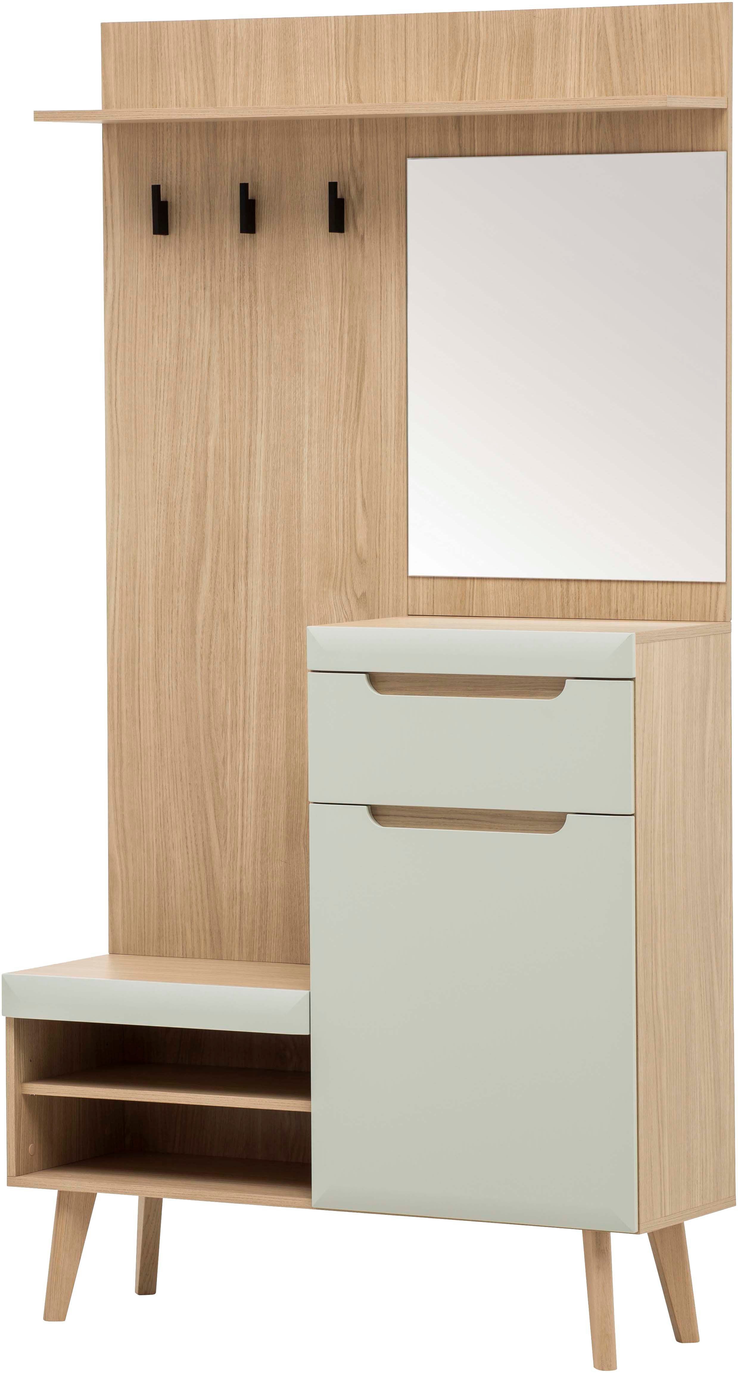 Home affaire Kompaktgarderobe Torge, Garderobe mit Stauraum, Garderobenschrank im Scandic Design in zwei Farben, viel Stauraum, 107 cm breit, für kleine Räume geeignet