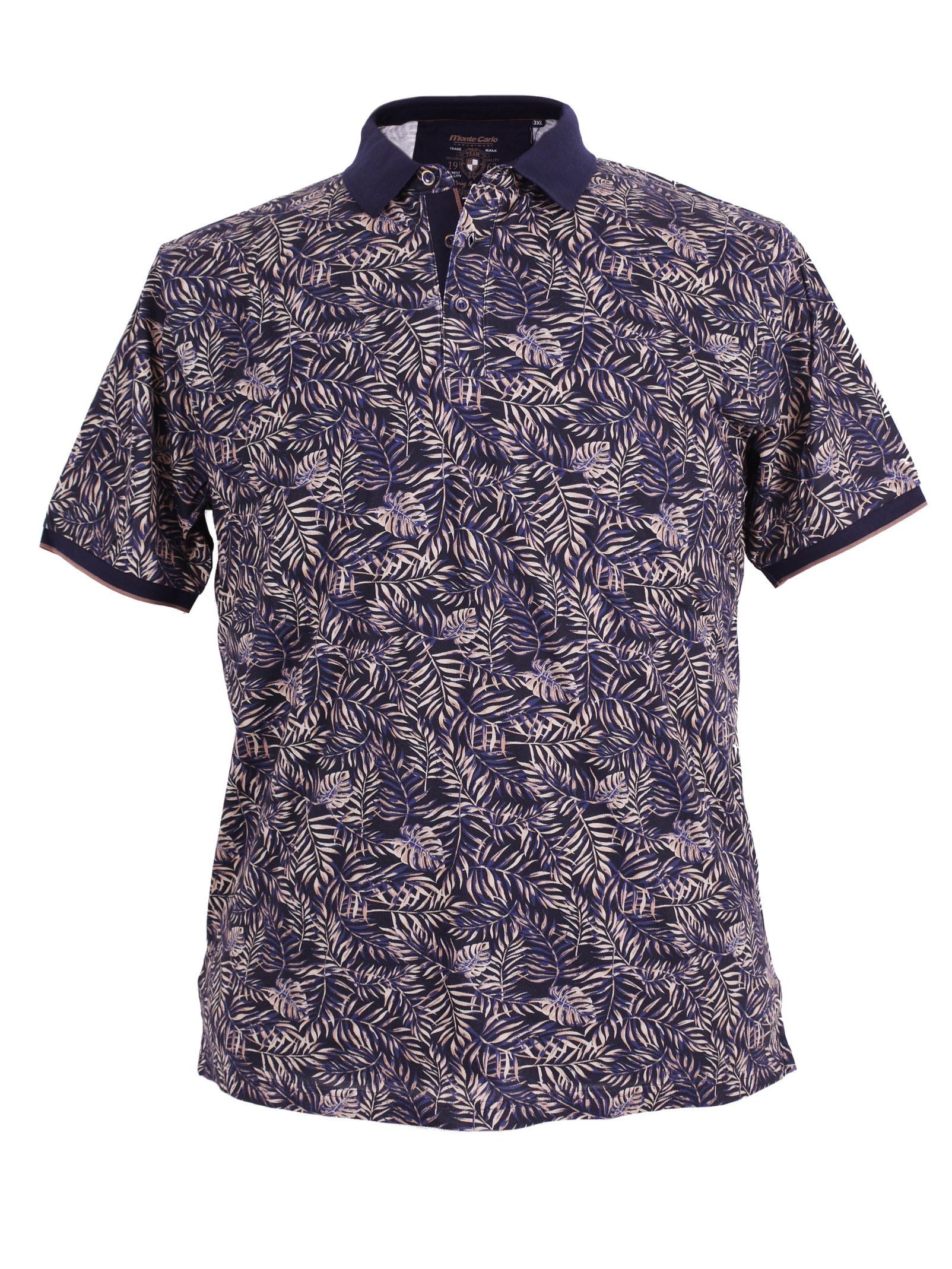 Mode Monte Carlo Poloshirt Modisches Poloshirt mit Druck von Monte Carlo, blau/braun
