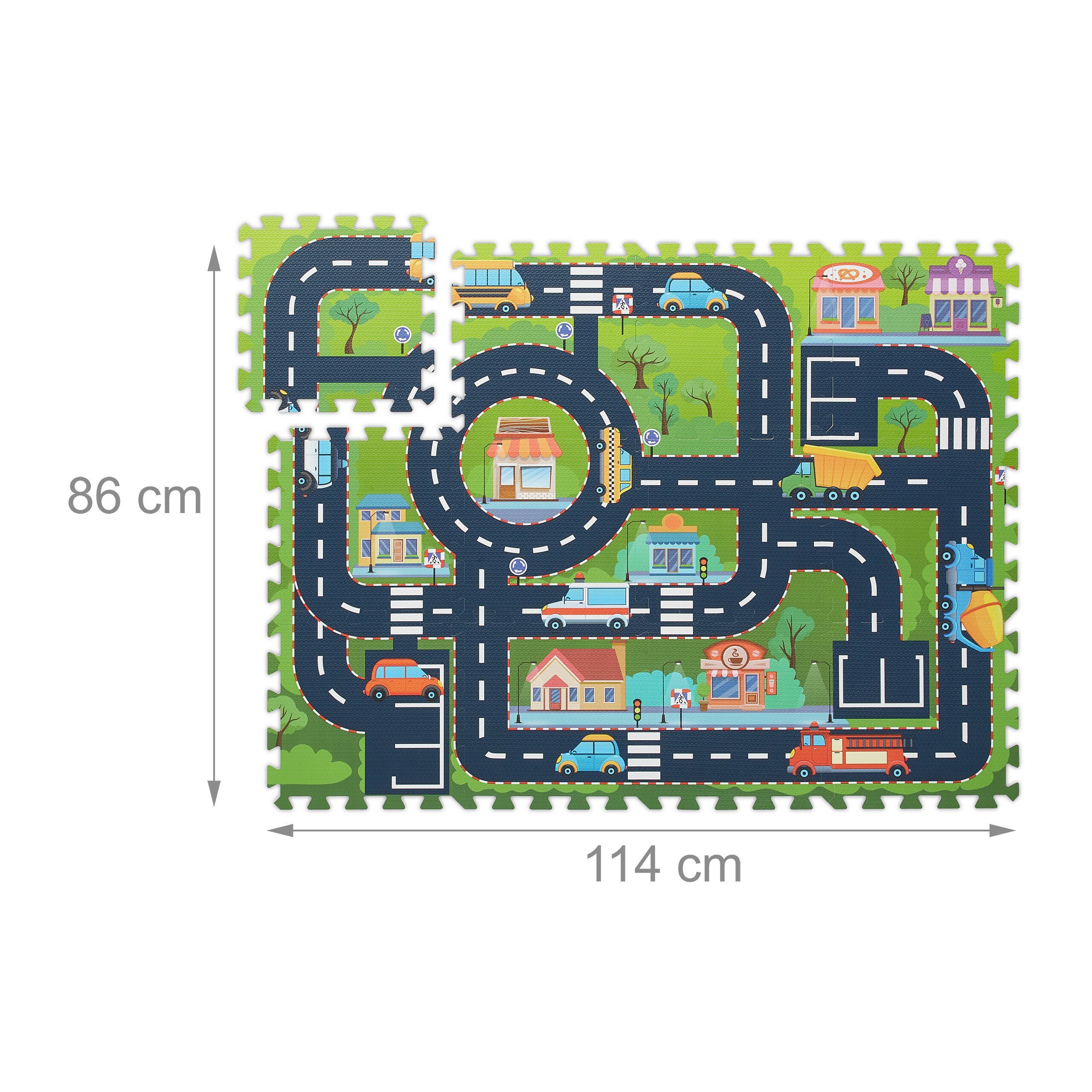 relaxdays Spielmatte Puzzlematte Straße