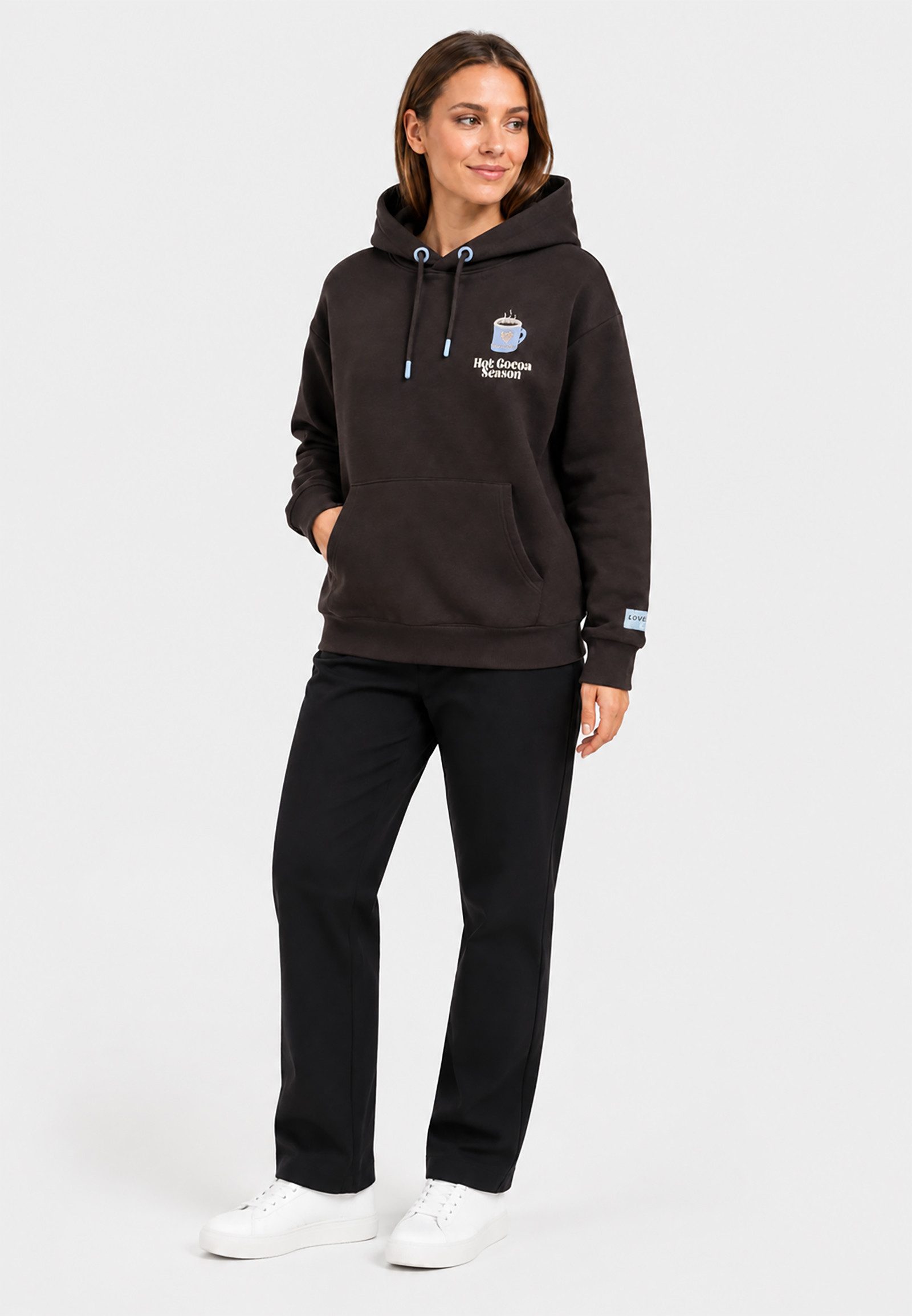 SUBLEVEL Hoodie Kaffee-Motivprint Elastikbündchen Kapuze für Damen (1-tlg) Rundhalsausschnitt, Grafikprint, Normale Passform, Kängurutasche – Bild 3 von 5