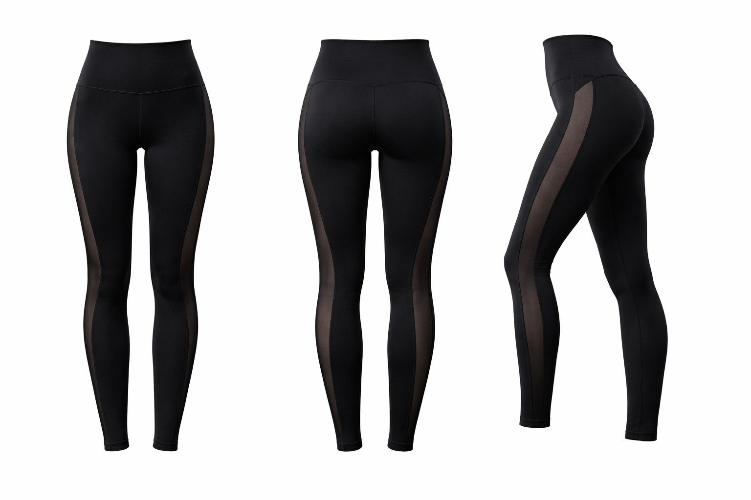 Antonio Leggings Gym Sport Leggings Damen Elastisch & Figurbetont Schwarz mit Netz Gr. – Bild 4 von 4