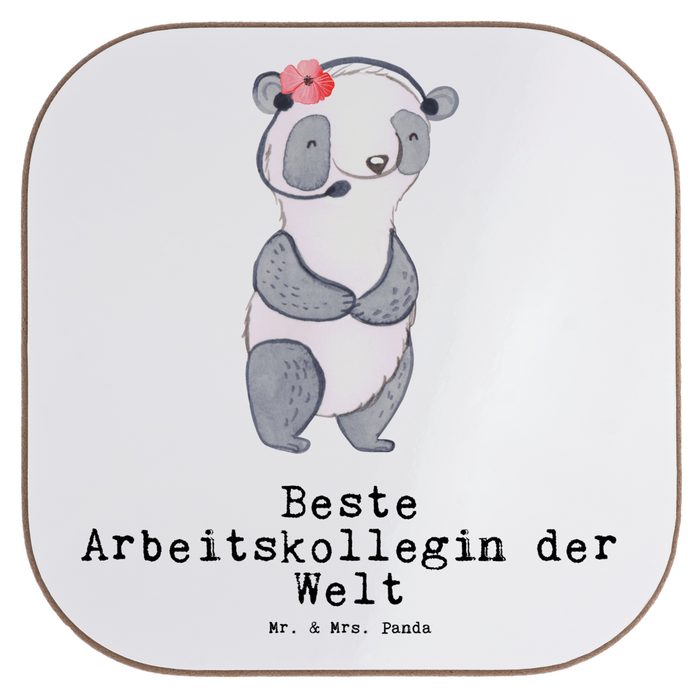 Mr. & Mrs. Panda Getränkeuntersetzer Panda Beste Arbeitskollegin der Welt - Weiß - Geschenk für Beruf B 1-tlg.