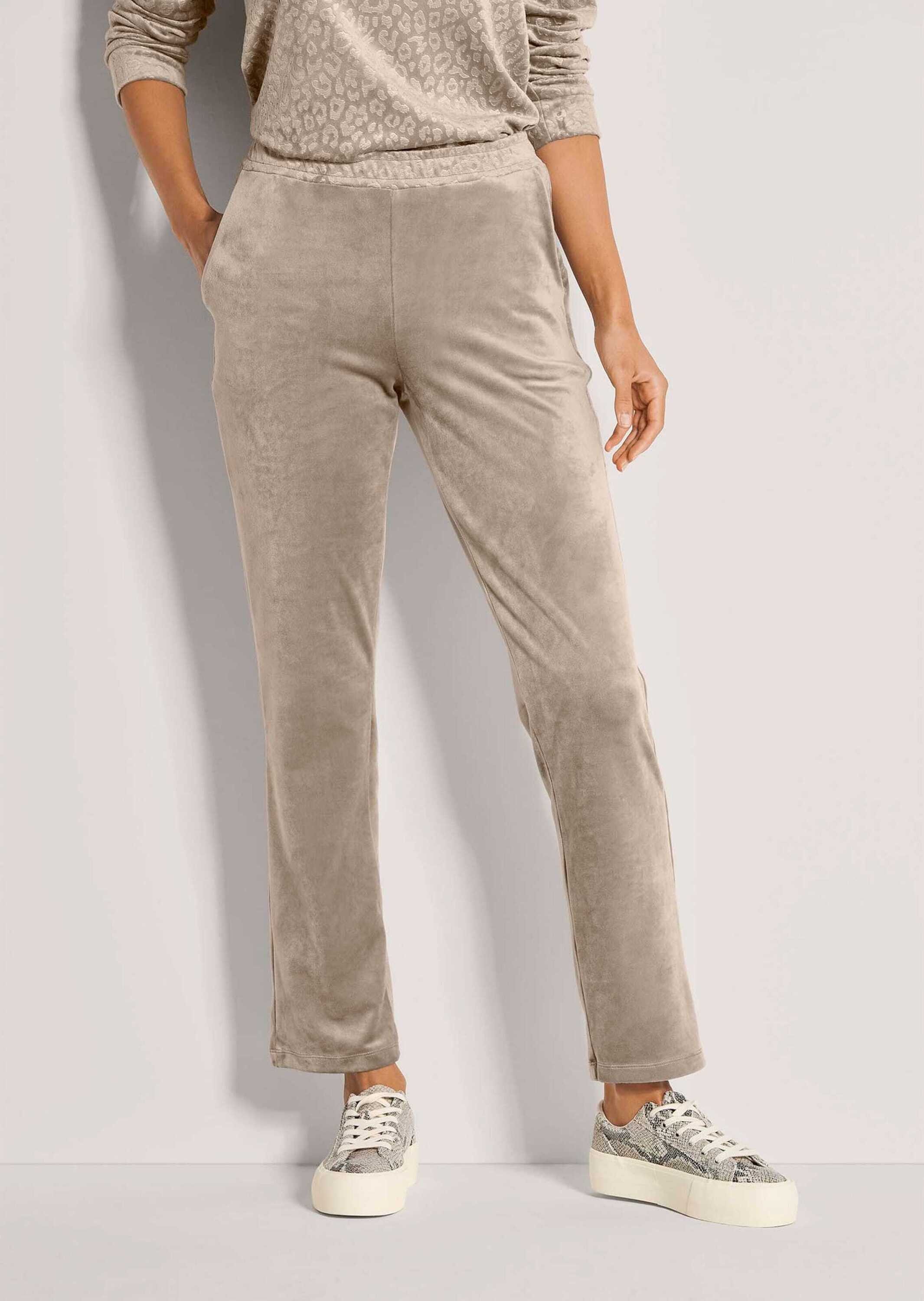 MADELEINE Schlupfhose Elegante Hose mit Leo-Print Schlupfbund und seitliche Taschen, Nicki-Qualität