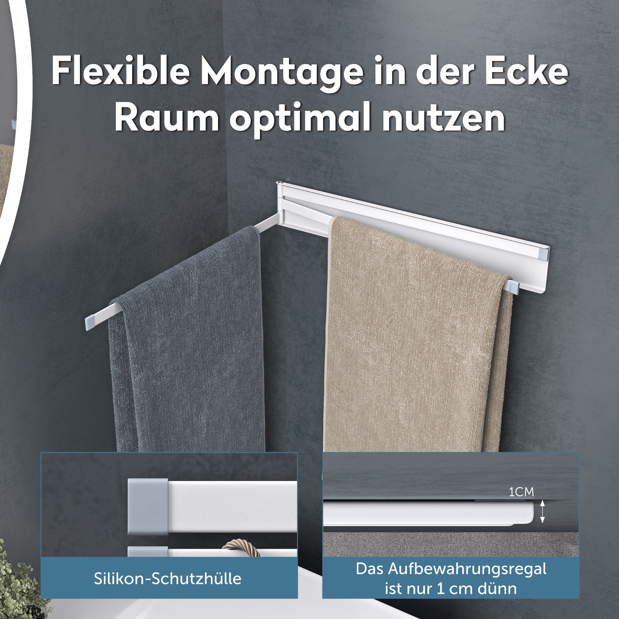 doporro Handtuchhalter Handtuchstangen ohne Bohren Magnetisch 180° schwenkbar Folda02 – Bild 5 von 5
