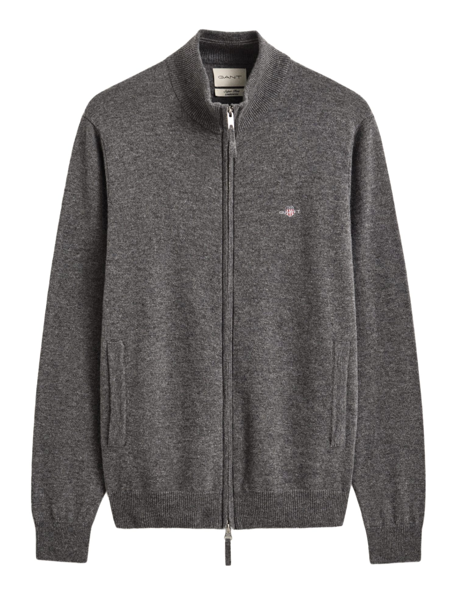Gant Strickjacke Freizeit,Wolle,Unifarben,Stehkragen,Langarm,Regular Fit
