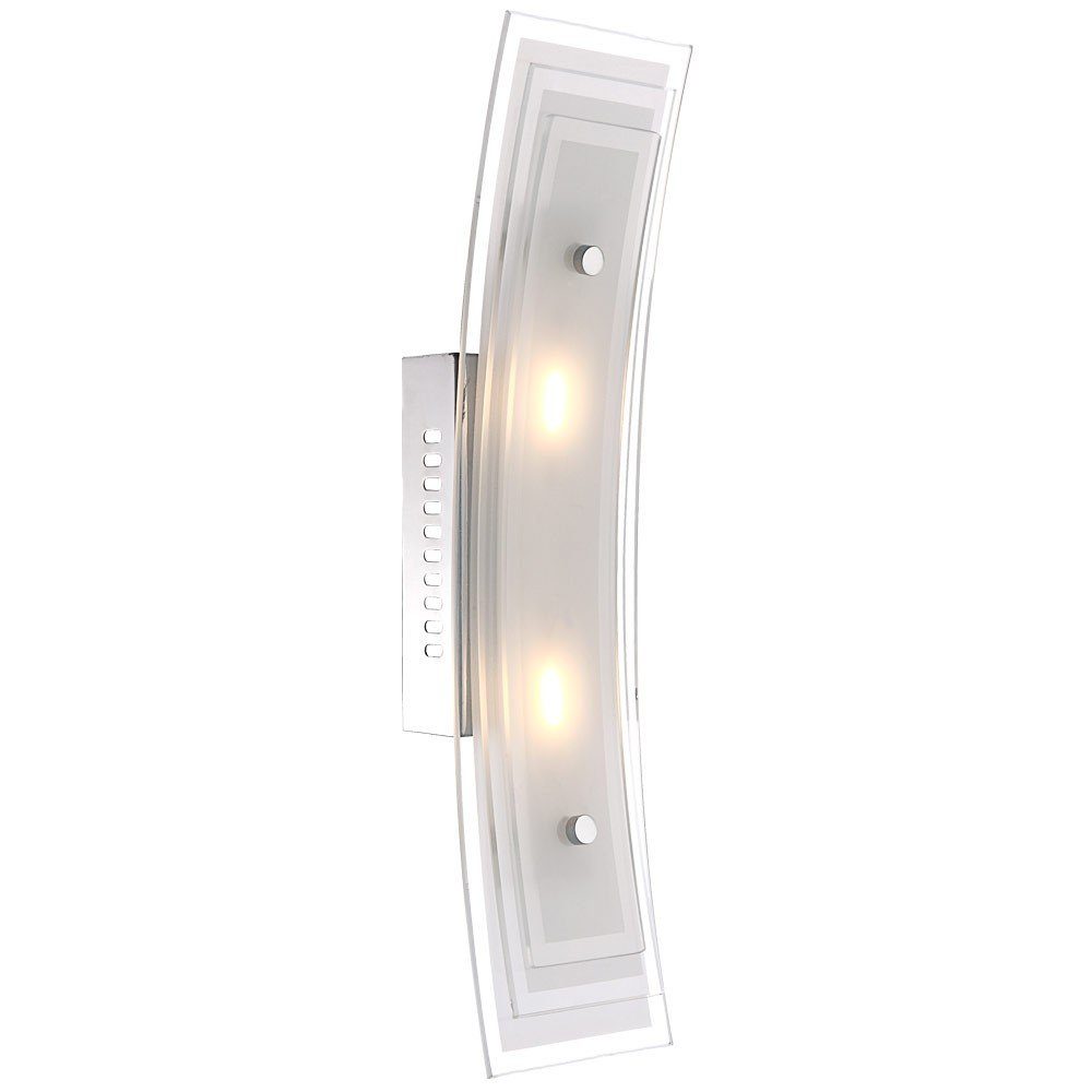 verbaut, fest Chrom LED Deckenlampe Deckenleuchte, LED Deckenleuchte L Warmweiß, Wand- Wohnzimmer cm LED-Leuchtmittel Glas etc-shop 42