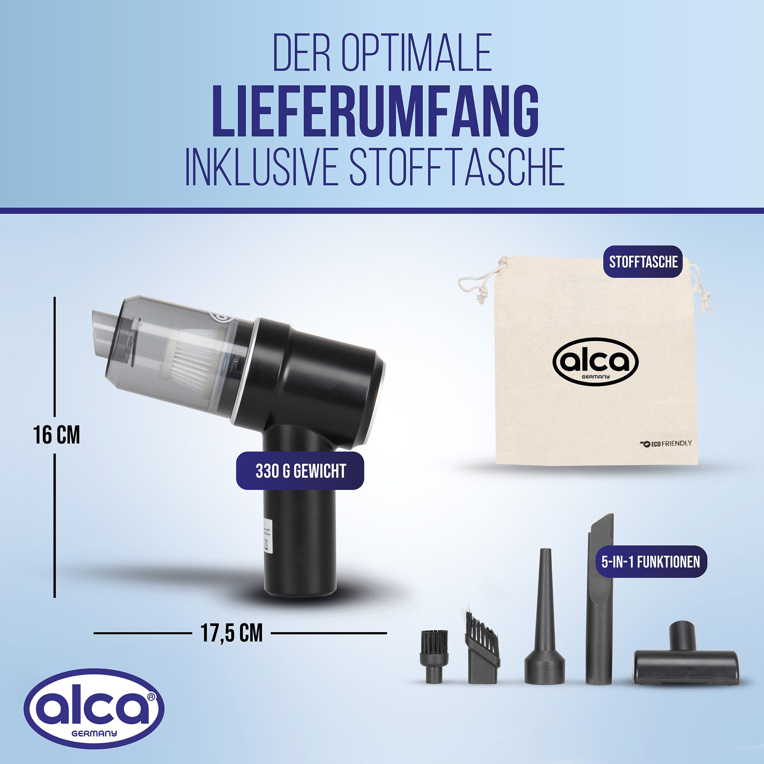 alca Handstaubsauger Akku Handstaubsauger 50W Mini Staubsauger kabellos Gebläsefunktion, 50 W – Bild 4 von 5