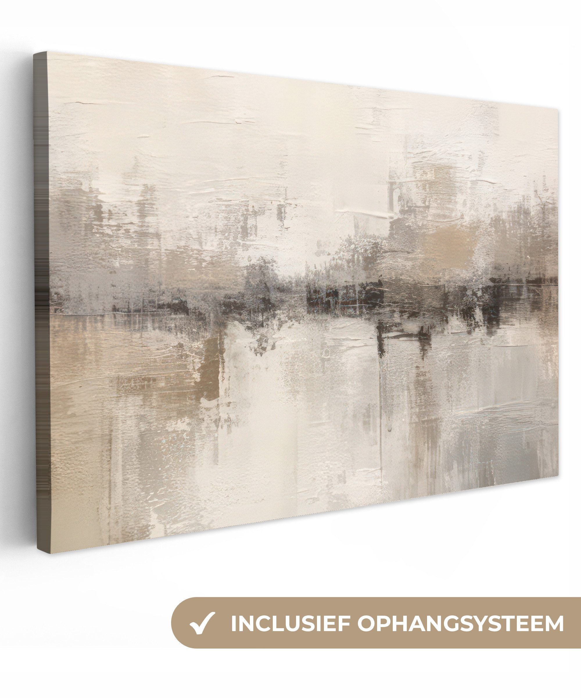 OneMillionCanvasses® Leinwandbild Moderne Kunst - Abstrakt - Beige, Fotodruck (1 St), Leinwandbilder XXL Wohnzimmer, Deko Aesthetic 150x100 cm
