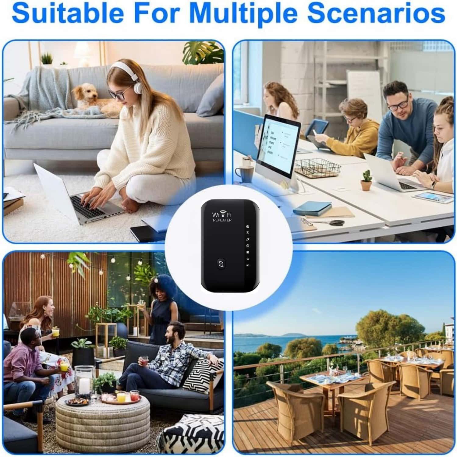 wohnTRAUM24 300Mbit/s 2.4GHz WiFi Extender Booster Repeater/AP Modus mit WPS WLAN-Repeater, Kompatibel mit allen WLAN Geräten