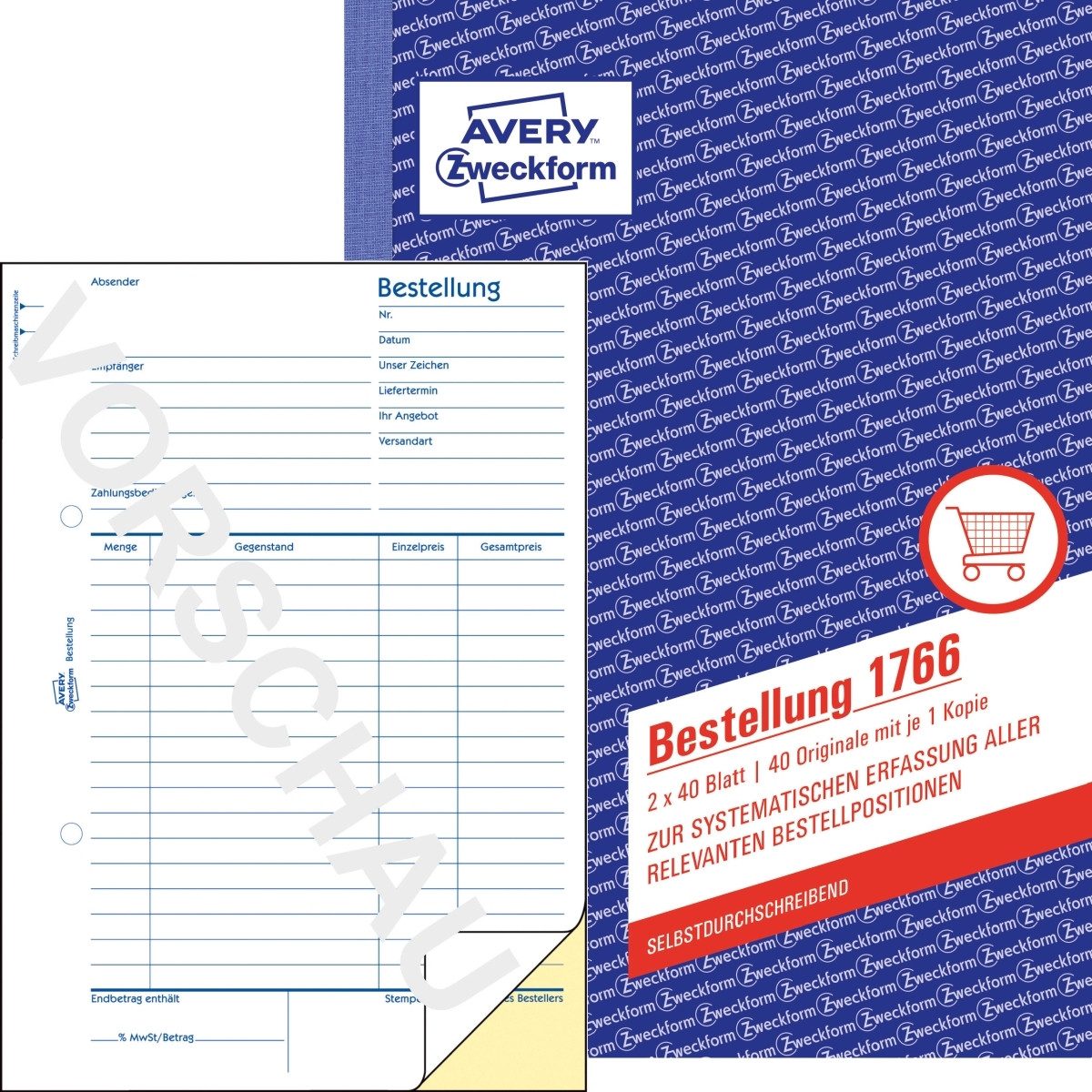 Formularblock Formularbuch Bestellung A5 selbstdurchschreibend 2x40 Blatt