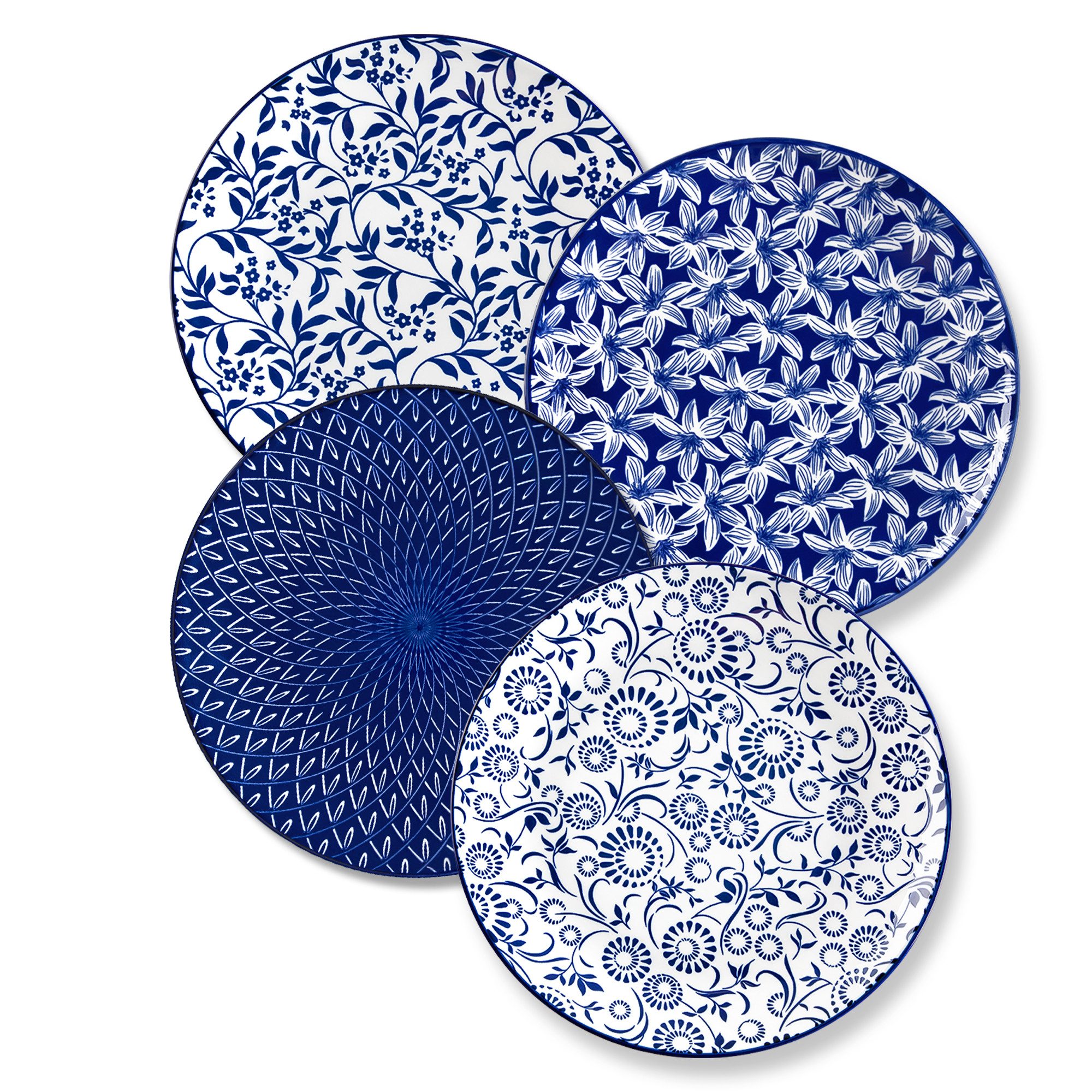 vancasso Speiseteller 4/6-tlg Speiseteller für 4/6, Porzellan Tafelservice, Bunt/Blau, (4 St)