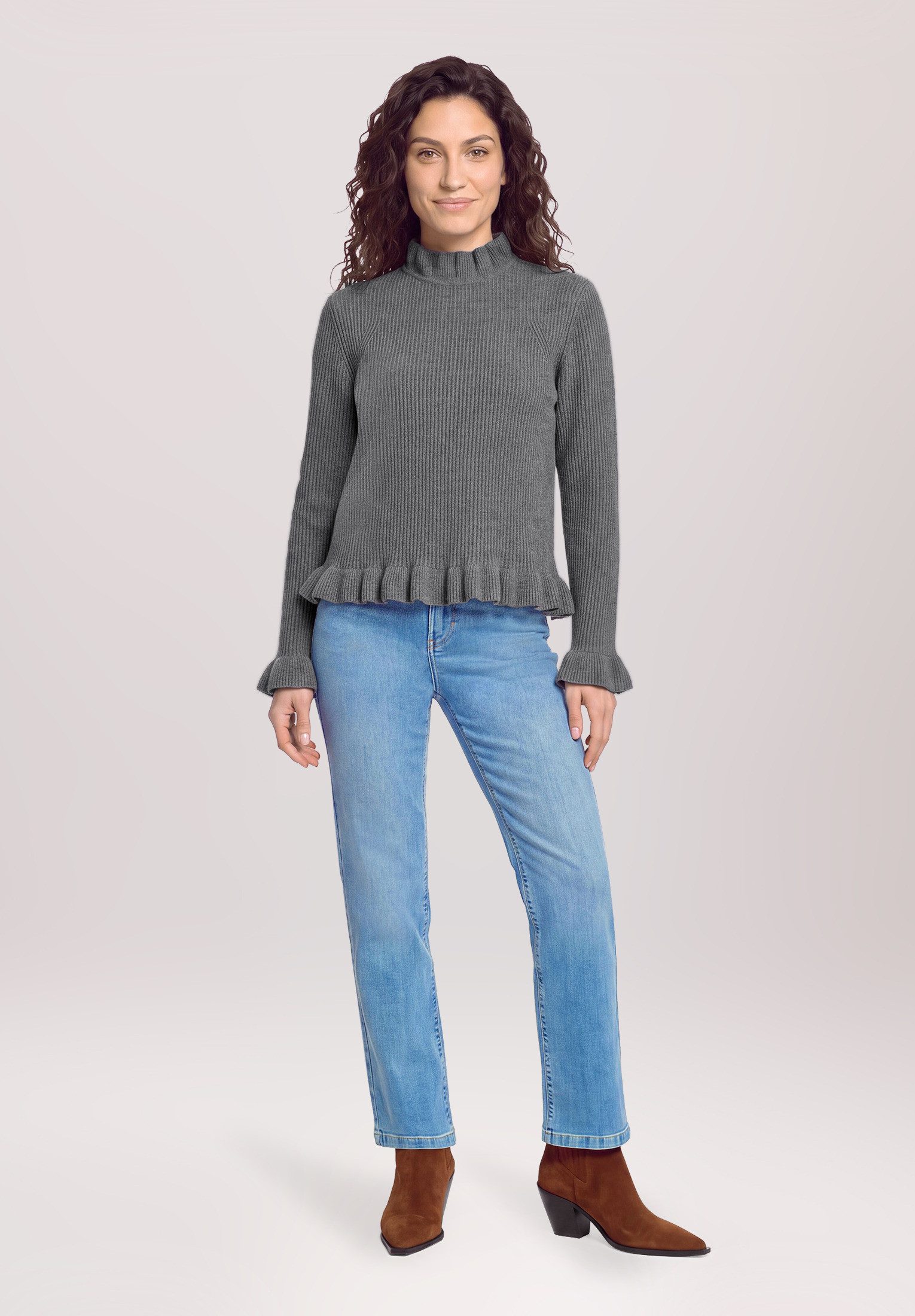 Cartoon Stretch-Jeans Damen im Used-Look
